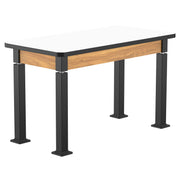 NPS® Aero-Lift Table, Wood Frame, 24" x 48", Whiteboard Top, Surface Color: White, Frame Color: Black (Optional Book Compartment Add On)