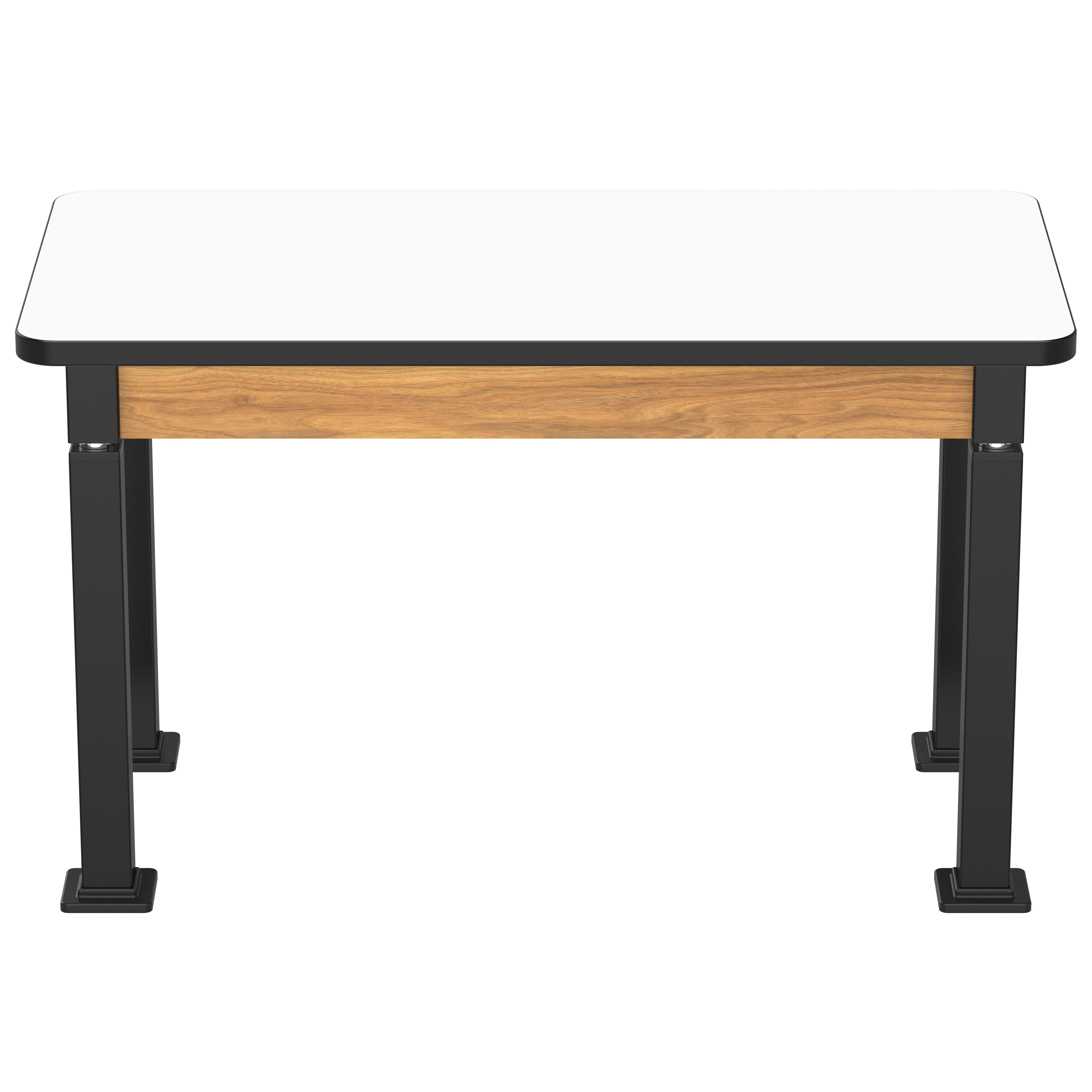 NPS® Aero-Lift Table, Wood Frame, 24" x 48", Whiteboard Top, Surface Color: White, Frame Color: Black (Optional Book Compartment Add On)