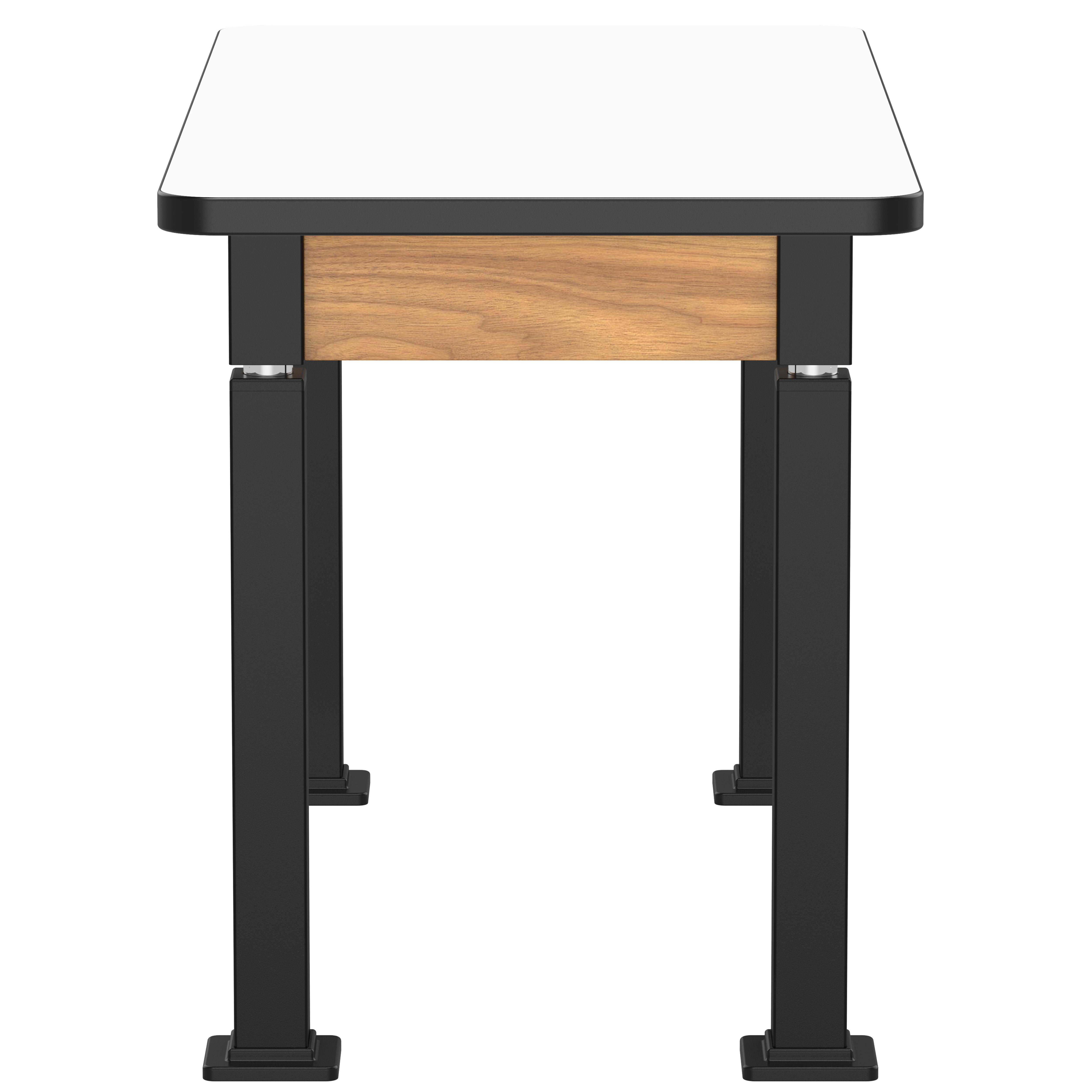 NPS® Aero-Lift Table, Wood Frame, 24" x 48", Whiteboard Top, Surface Color: White, Frame Color: Black (Optional Book Compartment Add On)