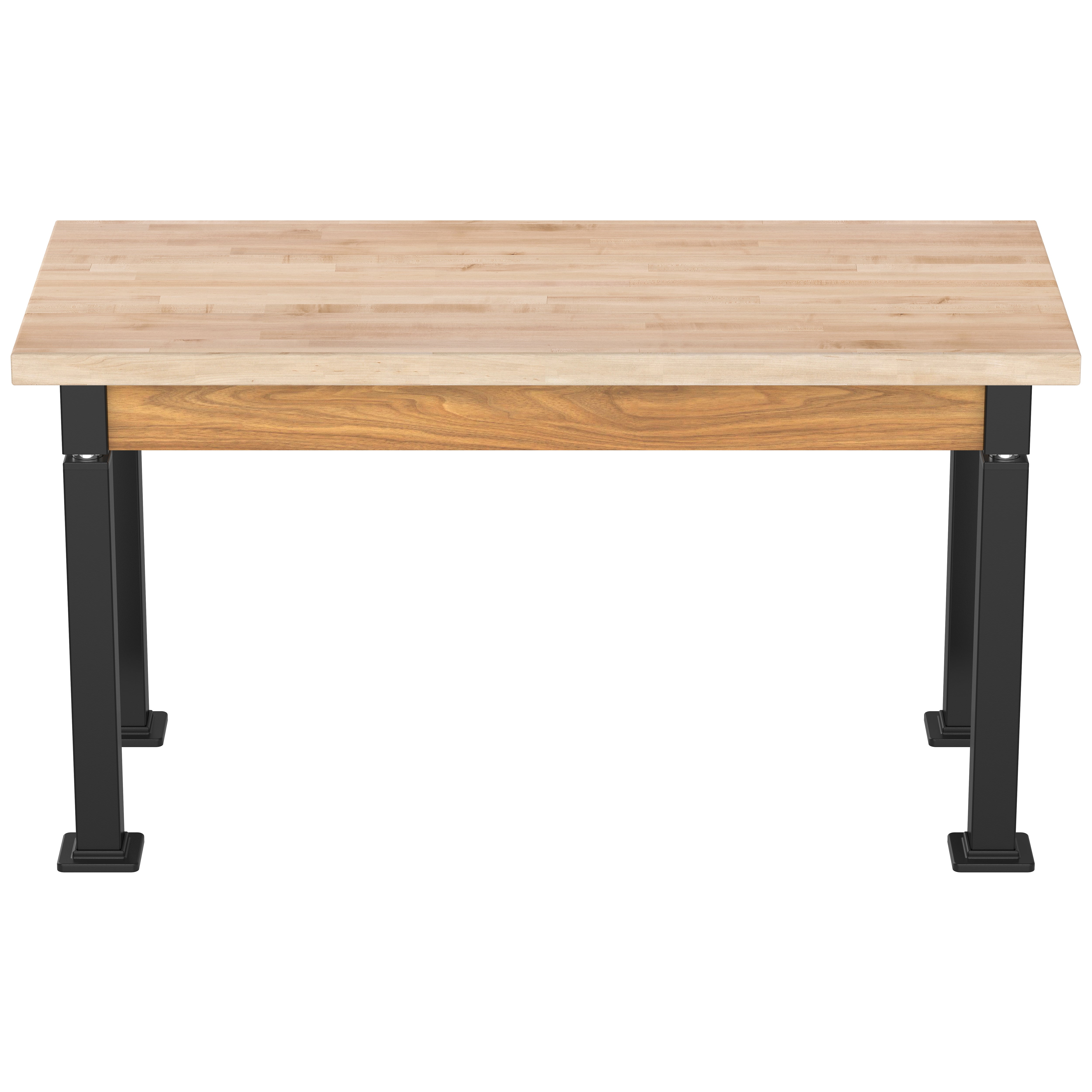 NPS® Aero-Lift Table, Wood Frame, 24" x 54", Butcherblock Top, Surface Color: Maple, Frame Color: Black (Optional Book Compartment Add On)