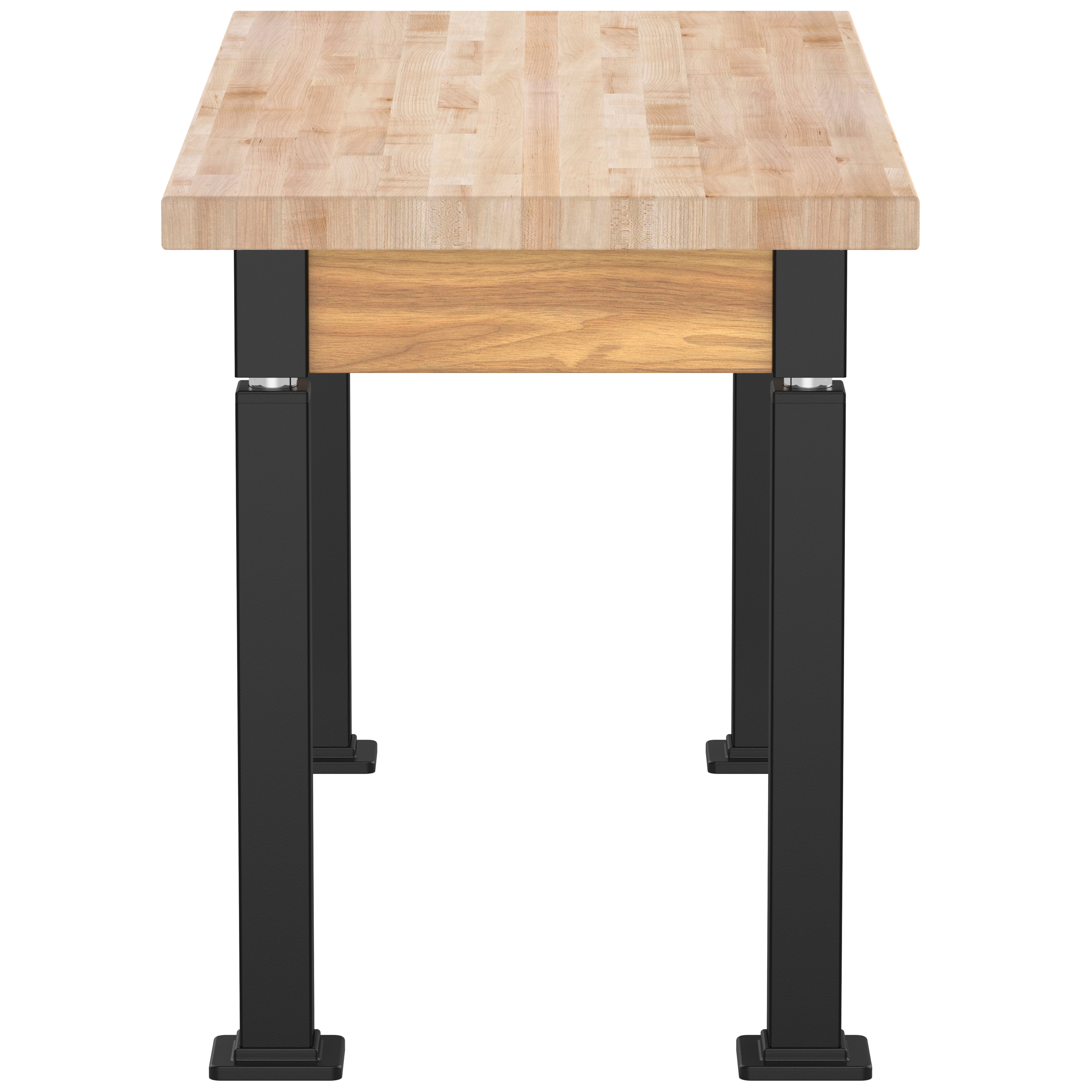 NPS® Aero-Lift Table, Wood Frame, 24" x 54", Butcherblock Top, Surface Color: Maple, Frame Color: Black (Optional Book Compartment Add On)