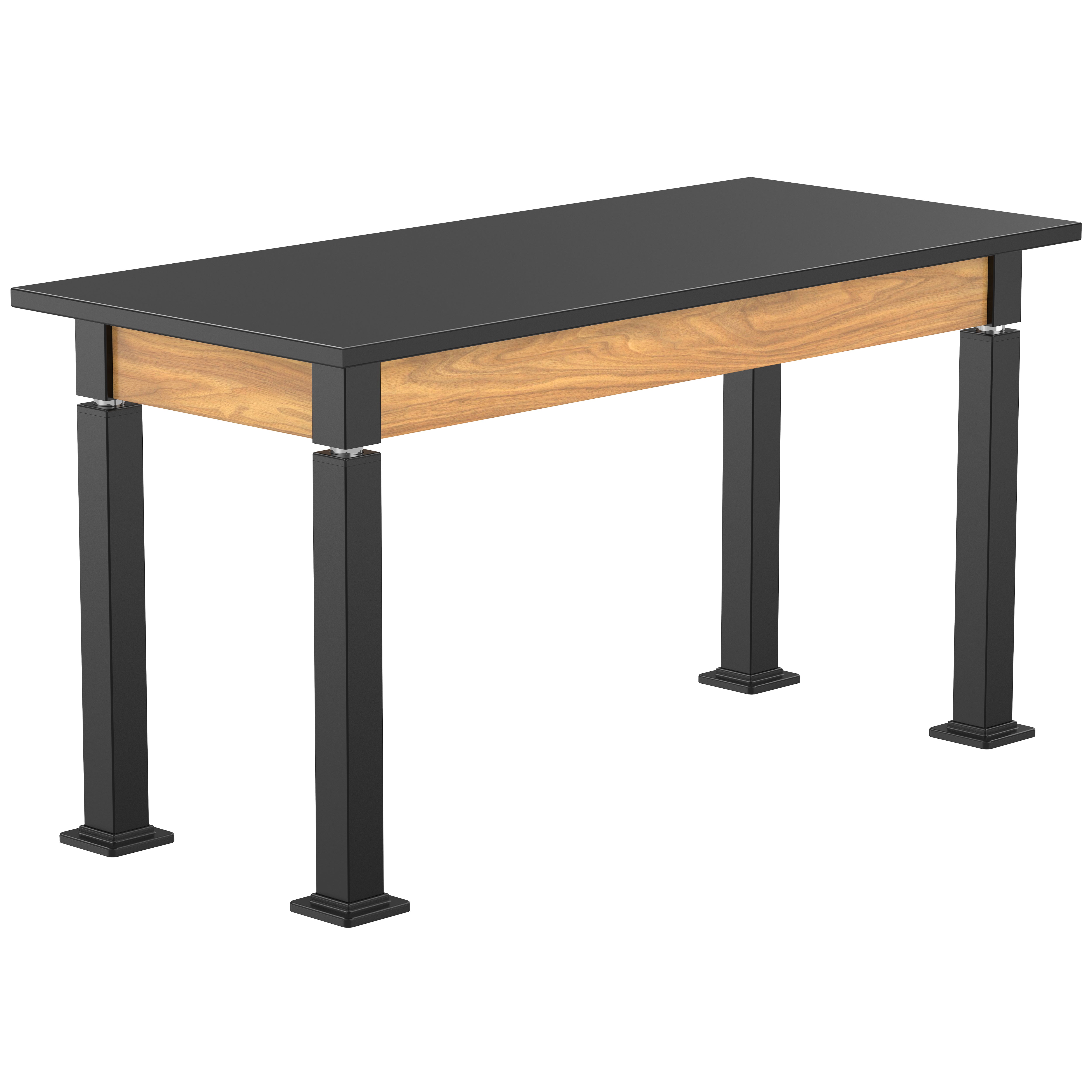 NPS® Aero-Lift Table, Wood Frame, 24" x 54", Chemical Resistant Top, Surface Color: Black, Frame Color: Black (Optional Book Compartment Add On)