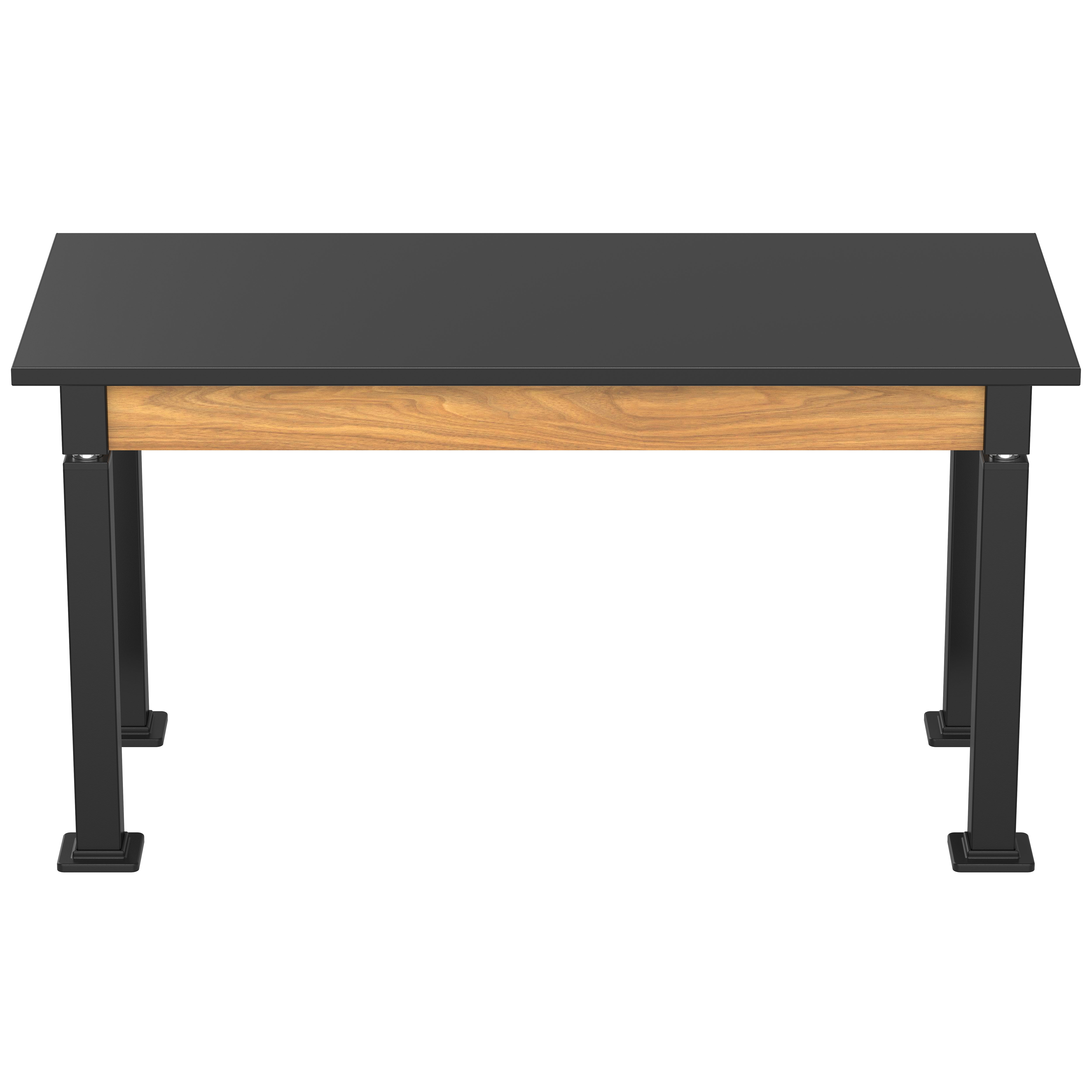 NPS® Aero-Lift Table, Wood Frame, 24" x 54", Chemical Resistant Top, Surface Color: Black, Frame Color: Black (Optional Book Compartment Add On)