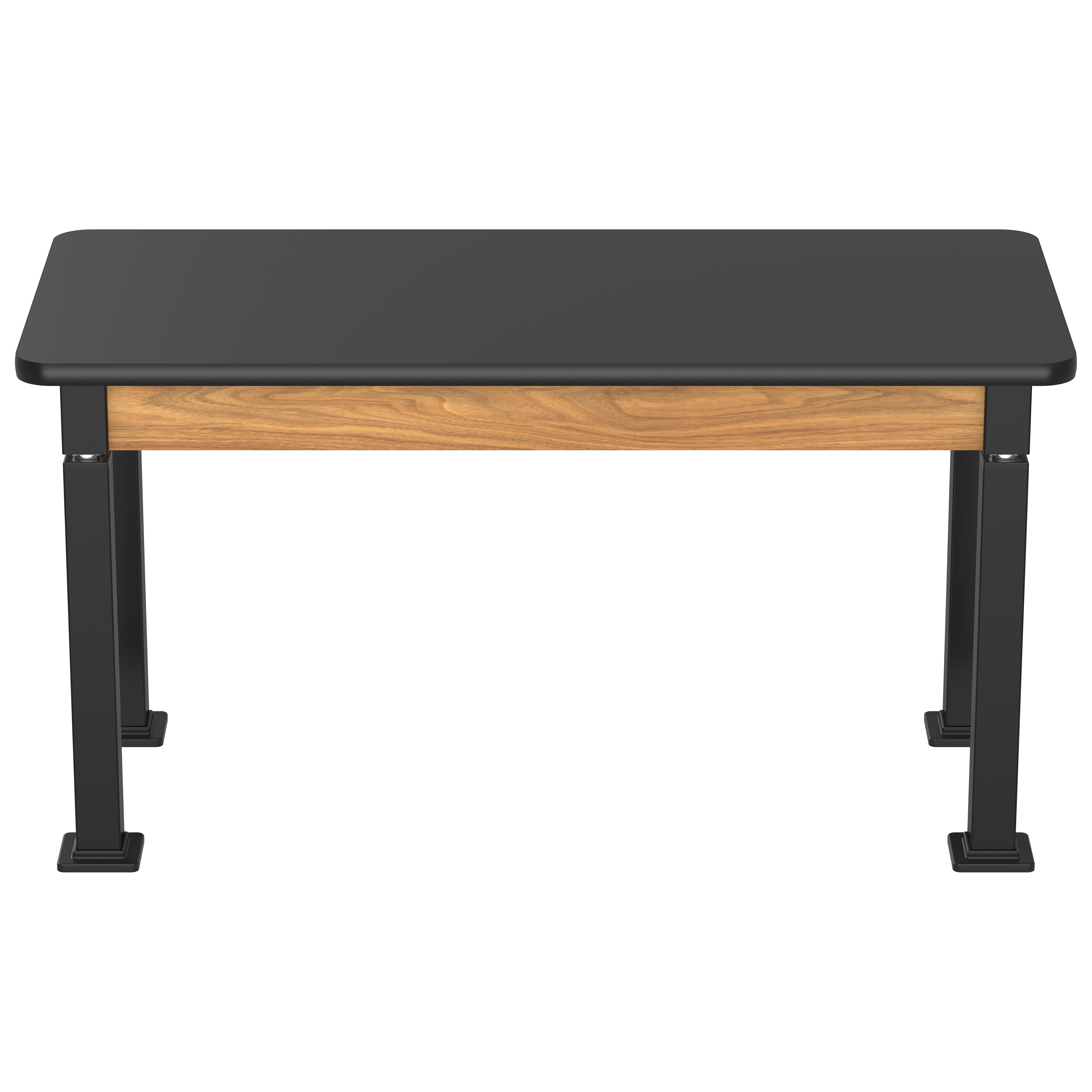 NPS® Aero-Lift Table, Wood Frame, 24" x 54", Science HPL Top, Surface Color: Black, Frame Color: Black (Optional Book Compartment Add On)