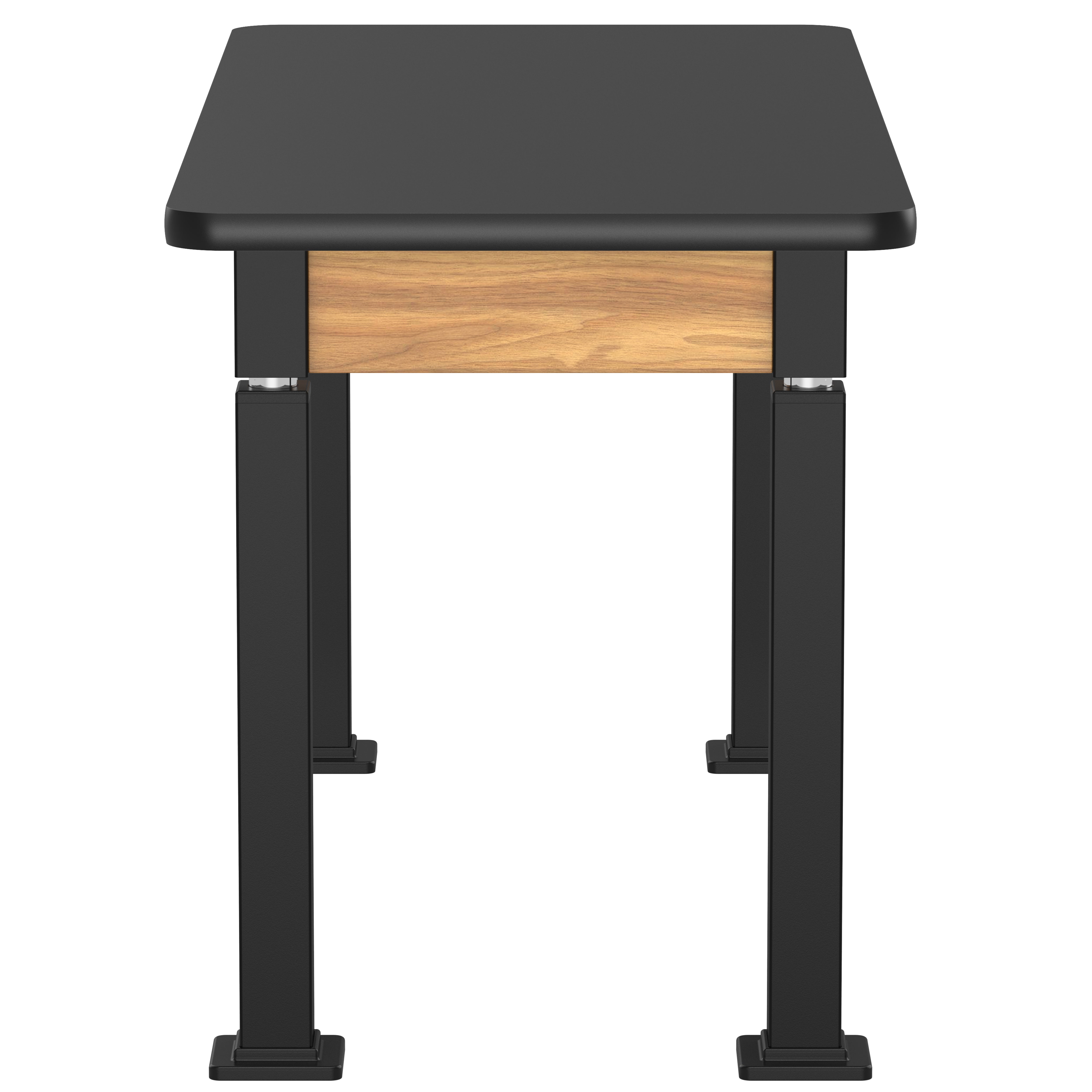 NPS® Aero-Lift Table, Wood Frame, 24" x 54", Science HPL Top, Surface Color: Black, Frame Color: Black (Optional Book Compartment Add On)