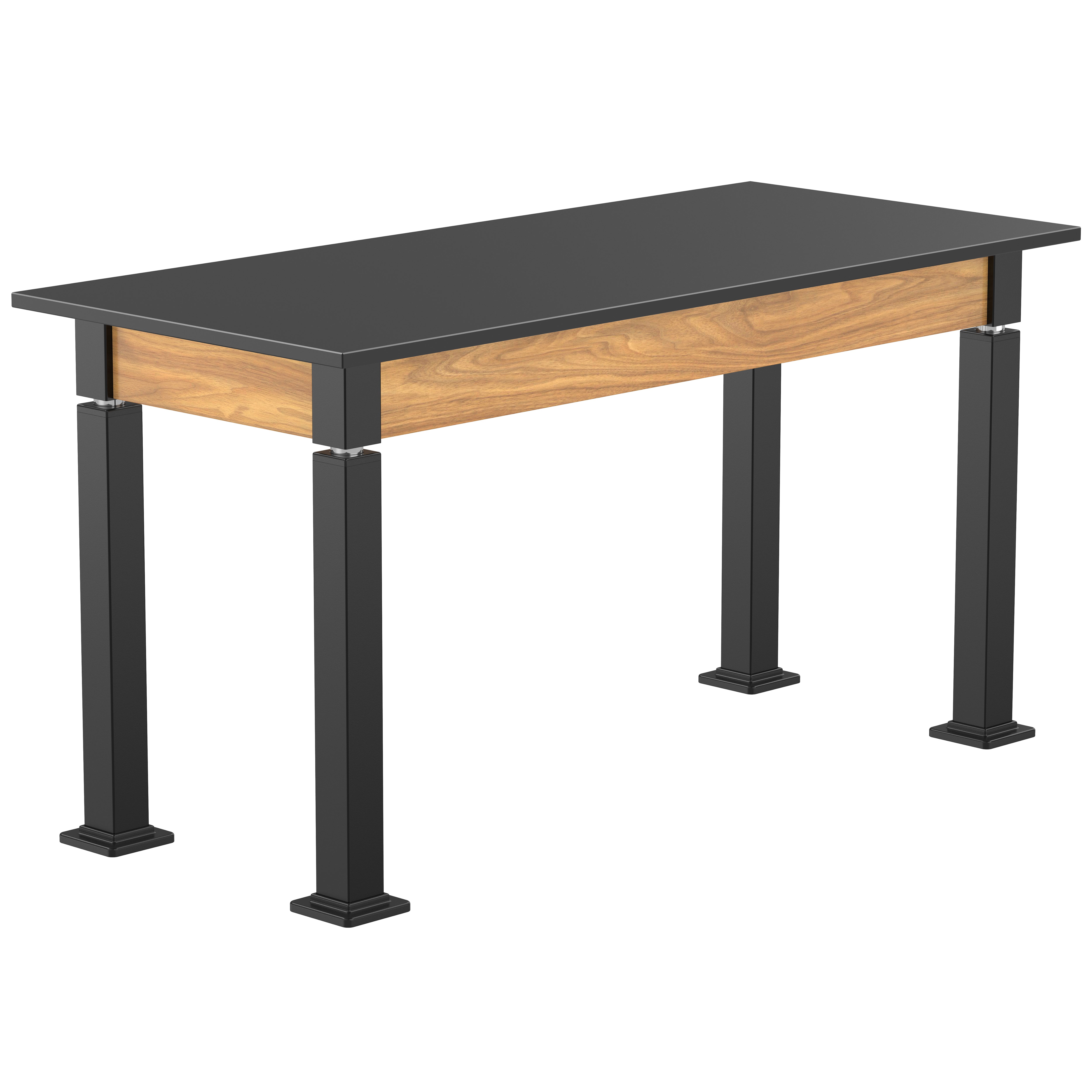 NPS® Aero-Lift Table, Wood Frame, 24" x 54", Trespa Top, Surface Color: Black, Frame Color: Black (Optional Book Compartment Add On)