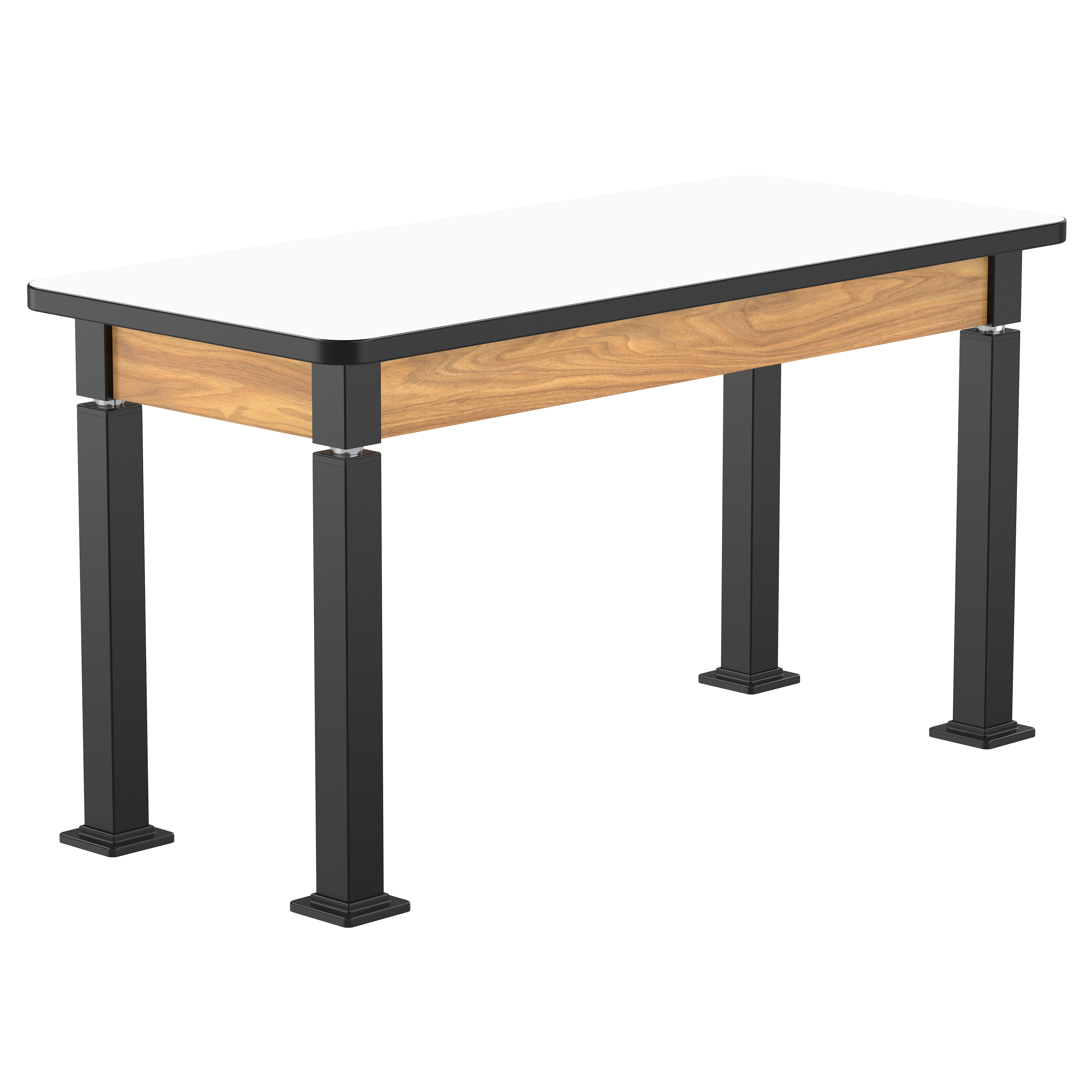 NPS® Aero-Lift Table, Wood Frame, 24" x 54", Whiteboard Top, Surface Color: White, Frame Color: Black (Optional Book Compartment Add On)