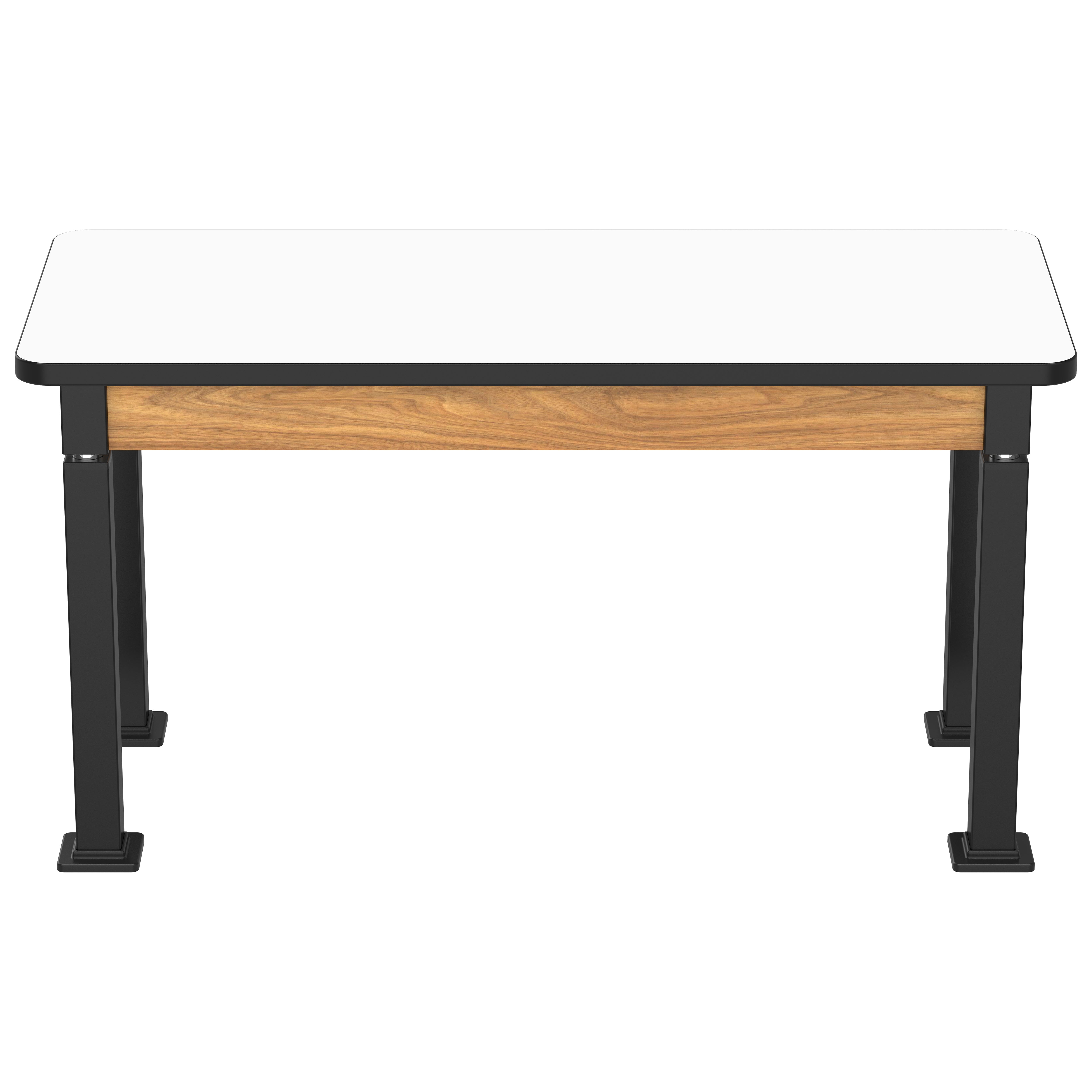 NPS® Aero-Lift Table, Wood Frame, 24" x 54", Whiteboard Top, Surface Color: White, Frame Color: Black (Optional Book Compartment Add On)