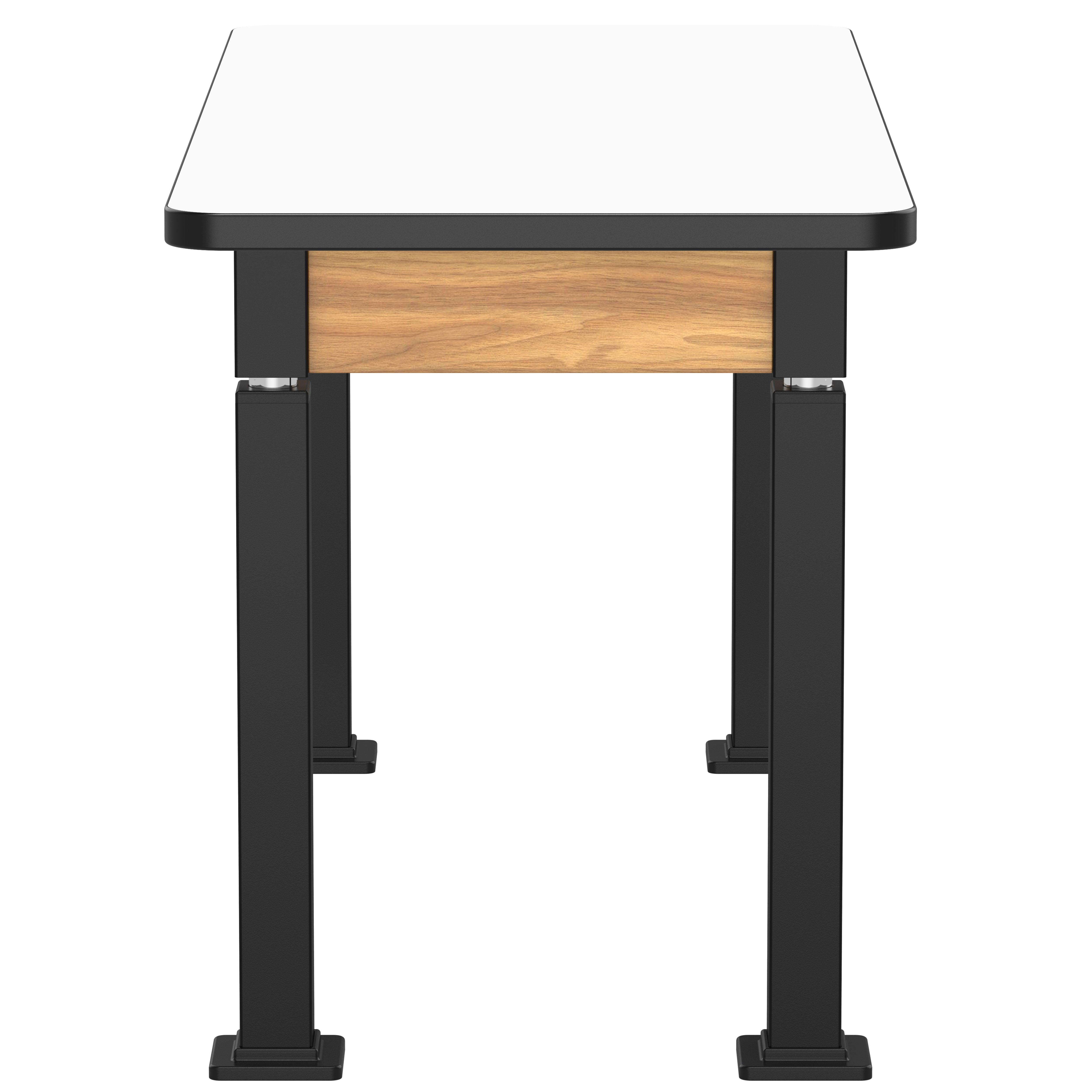 NPS® Aero-Lift Table, Wood Frame, 24" x 54", Whiteboard Top, Surface Color: White, Frame Color: Black (Optional Book Compartment Add On)