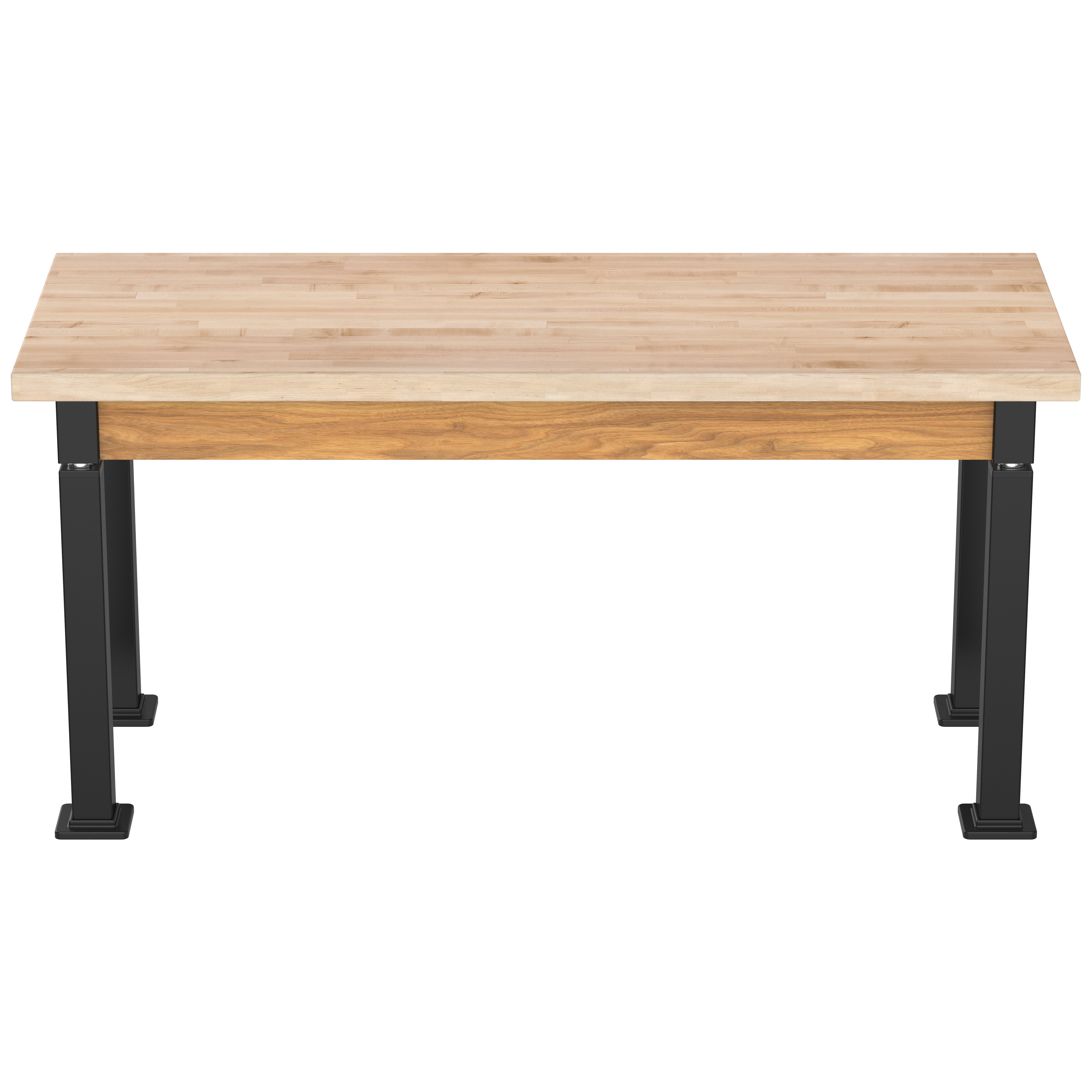 NPS® Aero-Lift Table, Wood Frame, 24" x 60", Butcherblock Top, Surface Color: Maple, Frame Color: Black (Optional Book Compartment Add On)