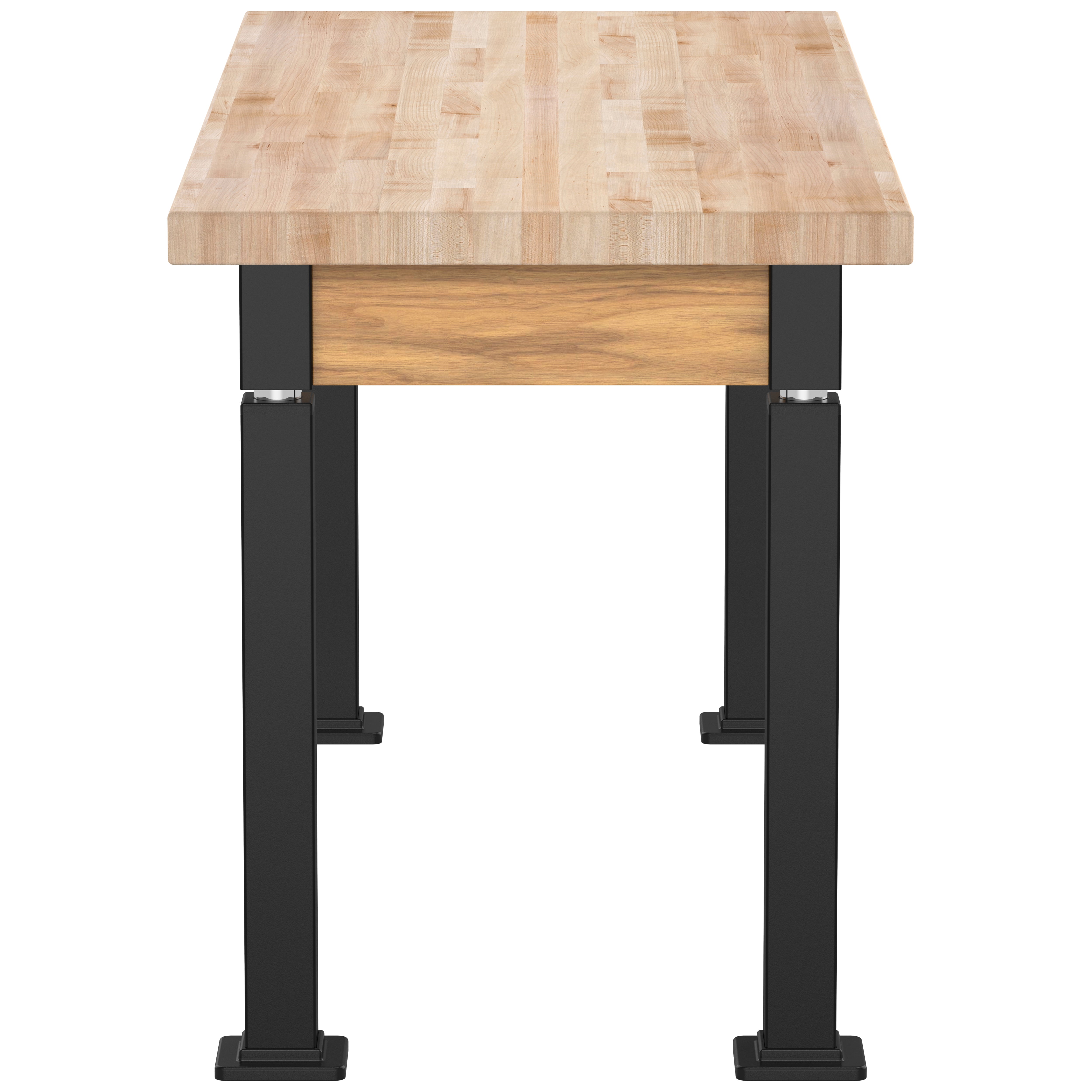 NPS® Aero-Lift Table, Wood Frame, 24" x 60", Butcherblock Top, Surface Color: Maple, Frame Color: Black (Optional Book Compartment Add On)