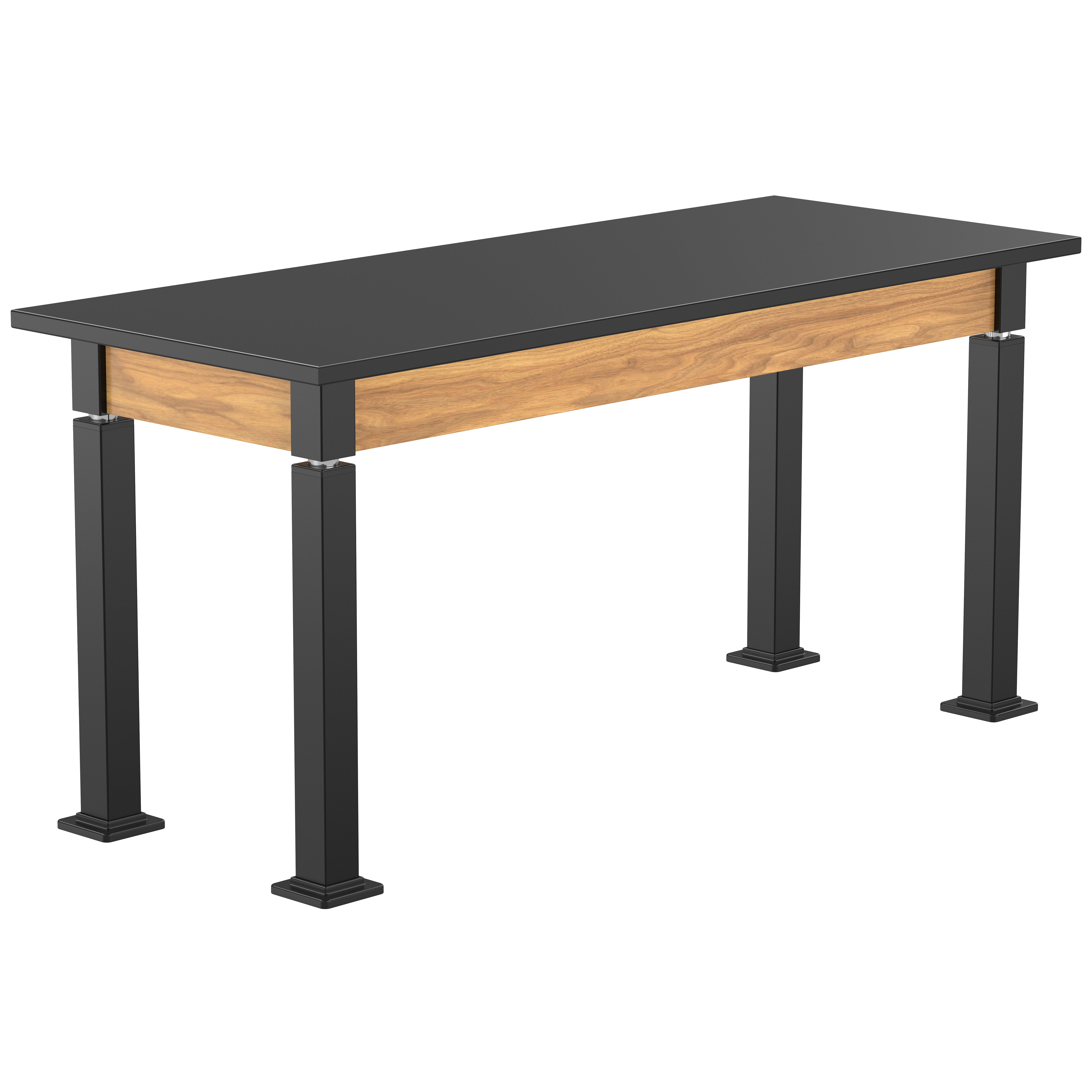 NPS® Aero-Lift Table, Wood Frame, 24" x 60", Chemical Resistant Top, Surface Color: Black, Frame Color: Black (Optional Book Compartment Add On)