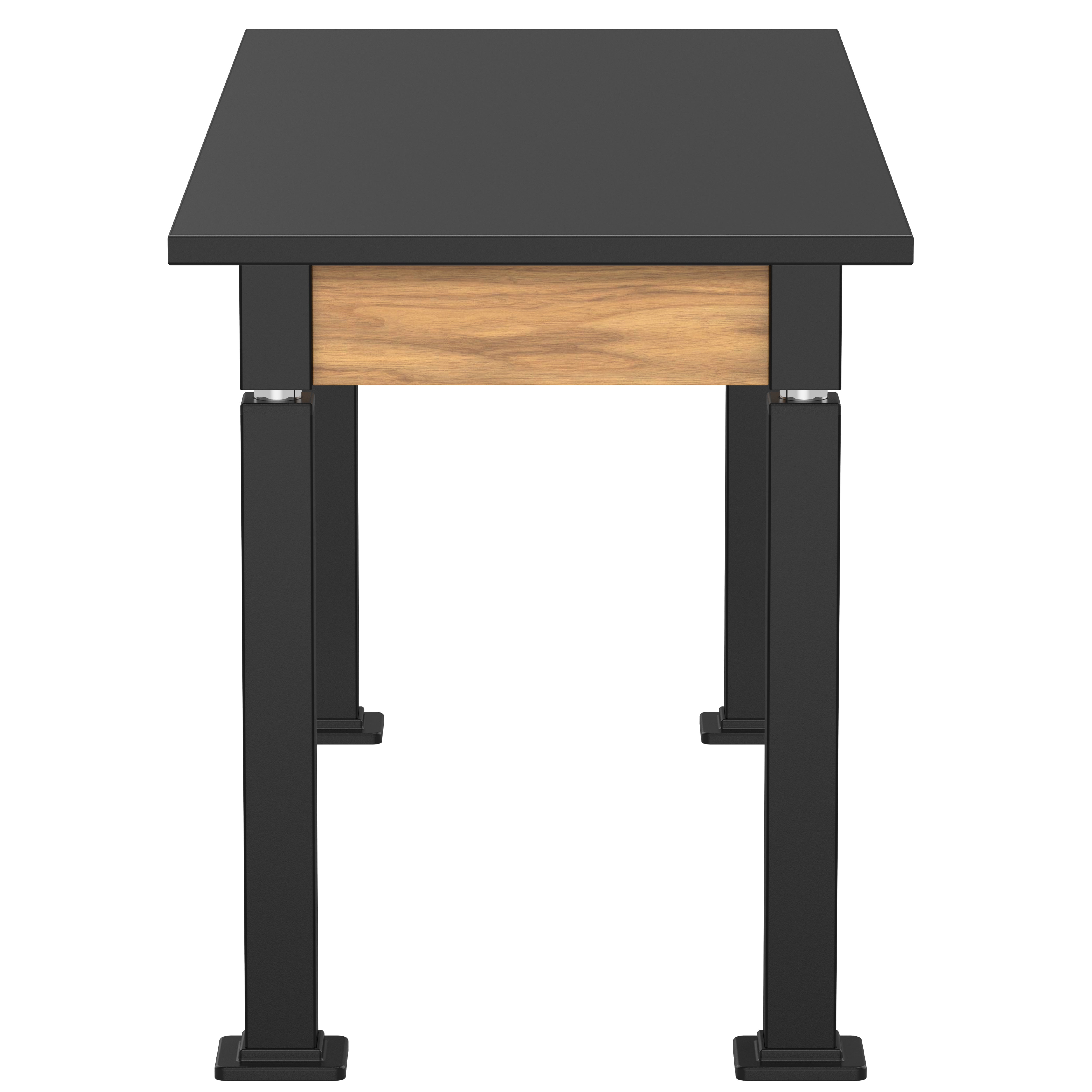NPS® Aero-Lift Table, Wood Frame, 24" x 60", Chemical Resistant Top, Surface Color: Black, Frame Color: Black (Optional Book Compartment Add On)