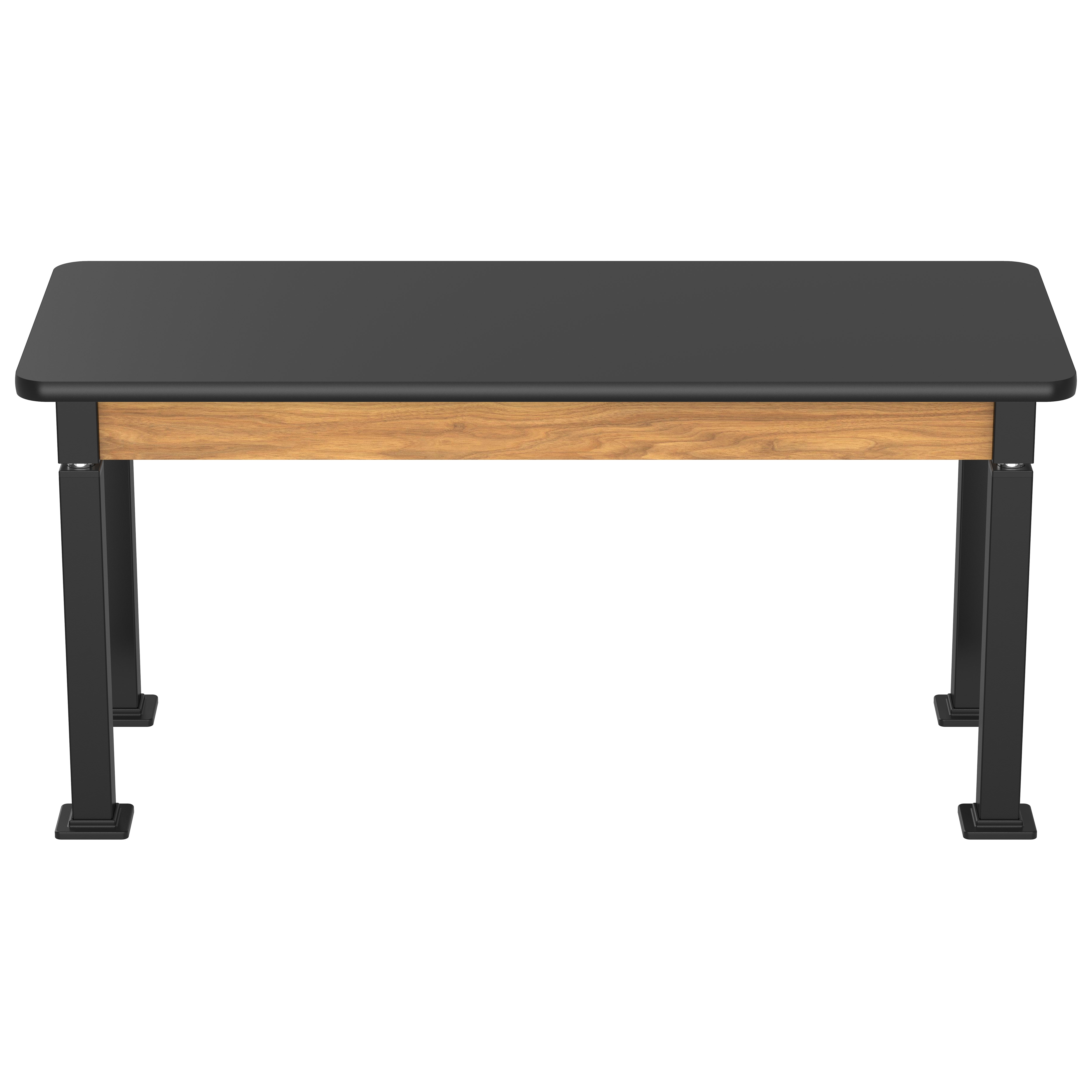 NPS® Aero-Lift Table, Wood Frame, 24" x 60", Science HPL Top, Surface Color: Black, Frame Color: Black (Optional Book Compartment Add On)