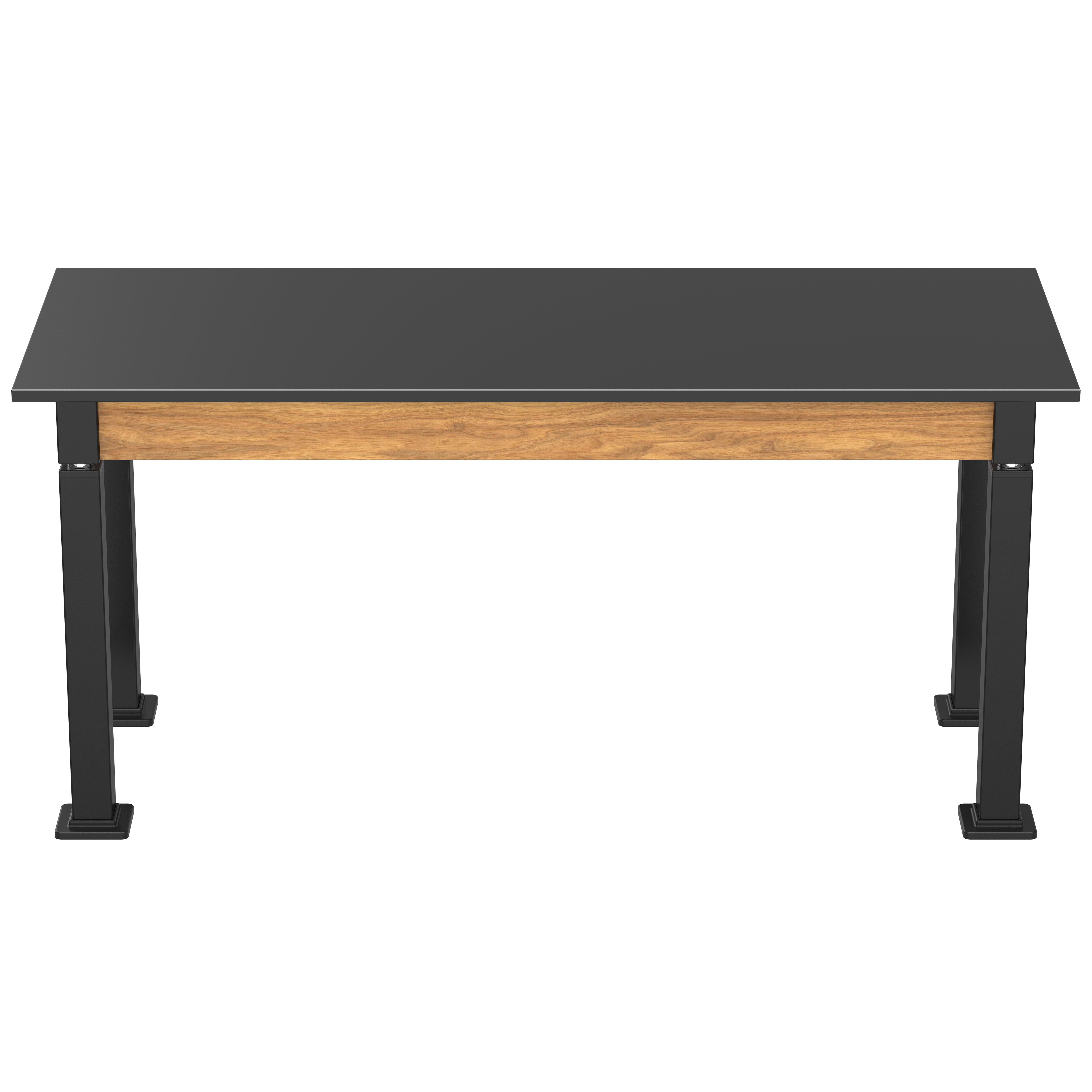 NPS® Aero-Lift Table, Wood Frame, 24" x 60", Phenolic Top, Surface Color: Black, Frame Color: Black (Optional Book Compartment Add On)