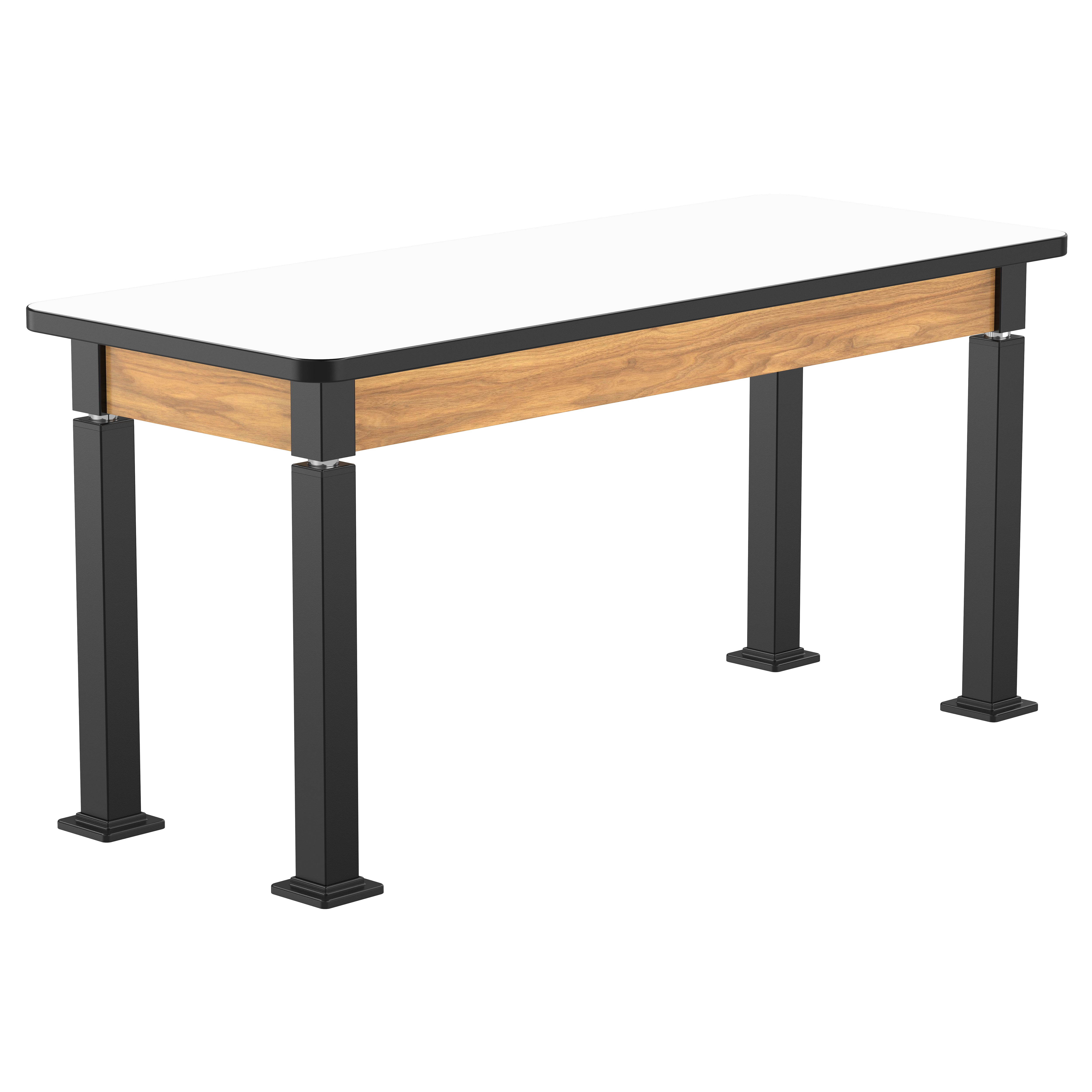 NPS® Aero-Lift Table, Wood Frame, 24" x 60", Whiteboard Top, Surface Color: White, Frame Color: Black (Optional Book Compartment Add On)