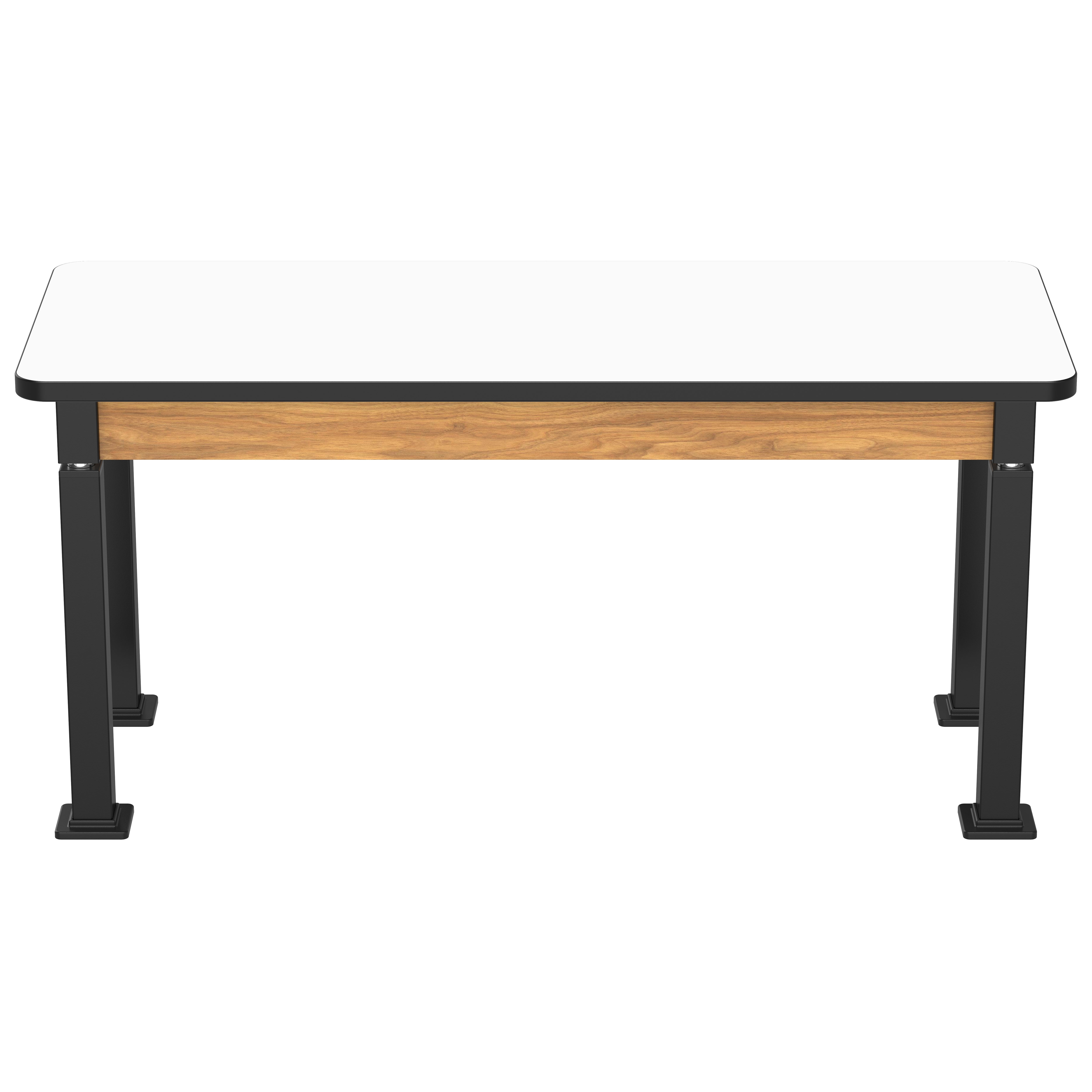 NPS® Aero-Lift Table, Wood Frame, 24" x 60", Whiteboard Top, Surface Color: White, Frame Color: Black (Optional Book Compartment Add On)