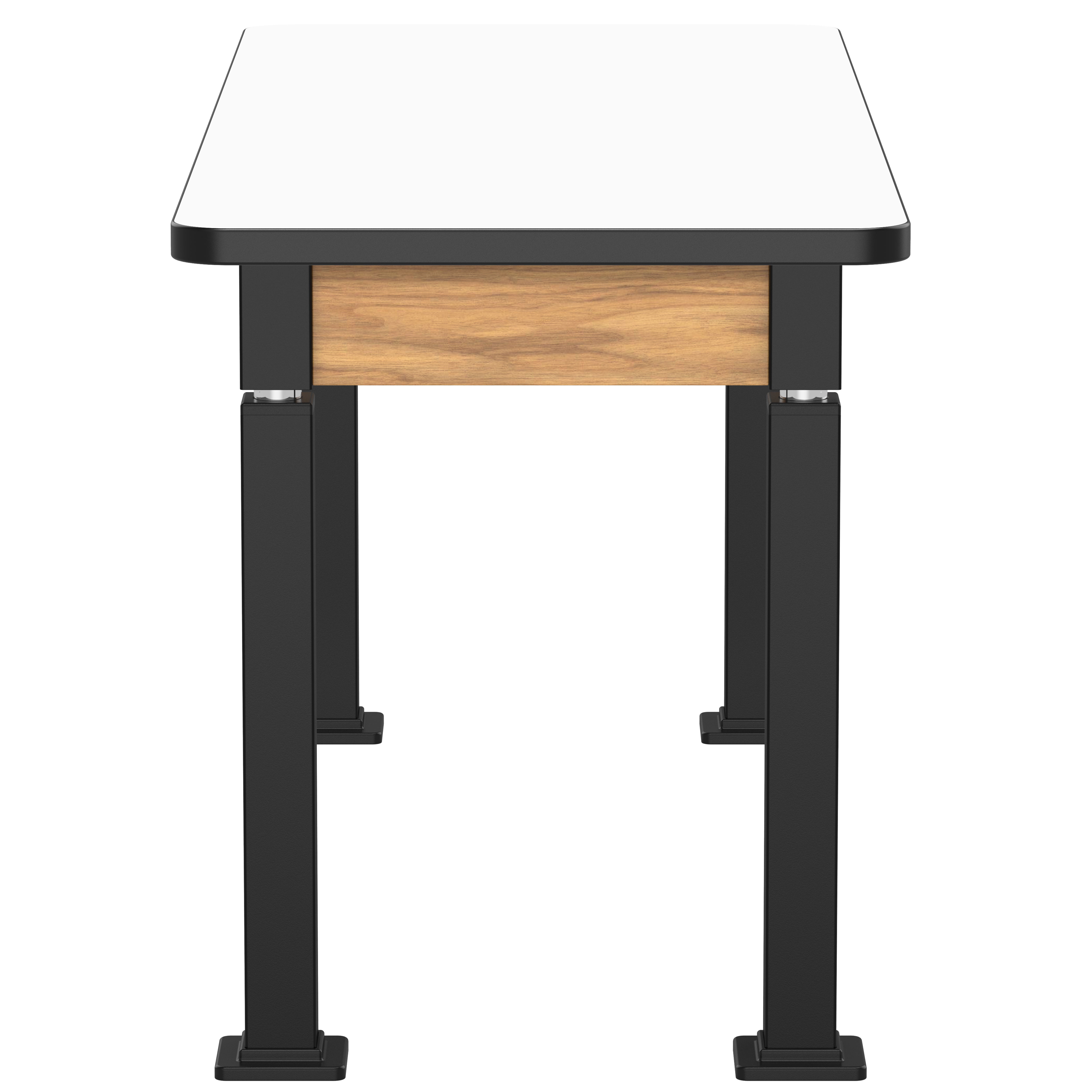 NPS® Aero-Lift Table, Wood Frame, 24" x 60", Whiteboard Top, Surface Color: White, Frame Color: Black (Optional Book Compartment Add On)