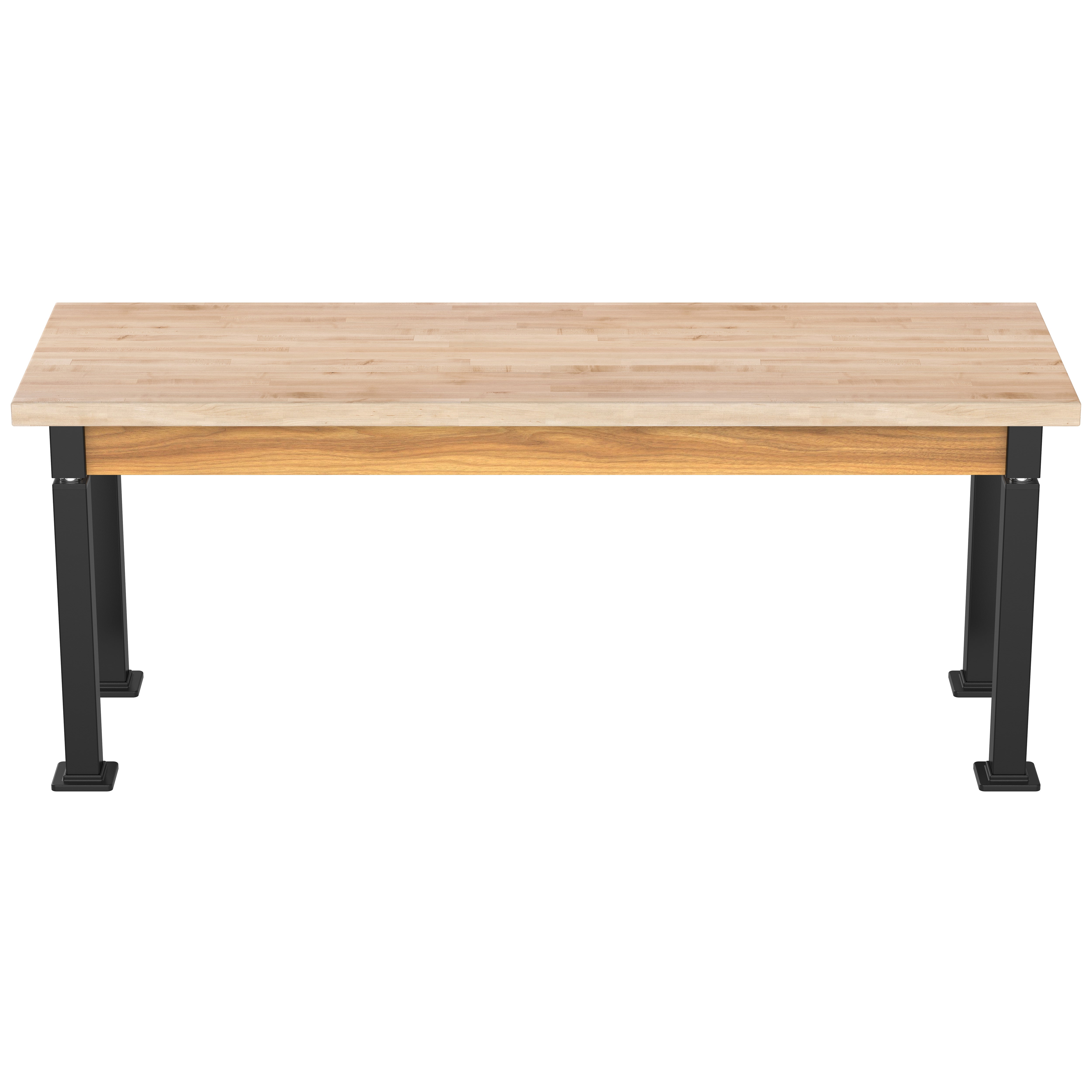 NPS® Aero-Lift Table, Wood Frame, 24" x 72", Butcherblock Top, Surface Color: Maple, Frame Color: Black (Optional Book Compartment Add On)