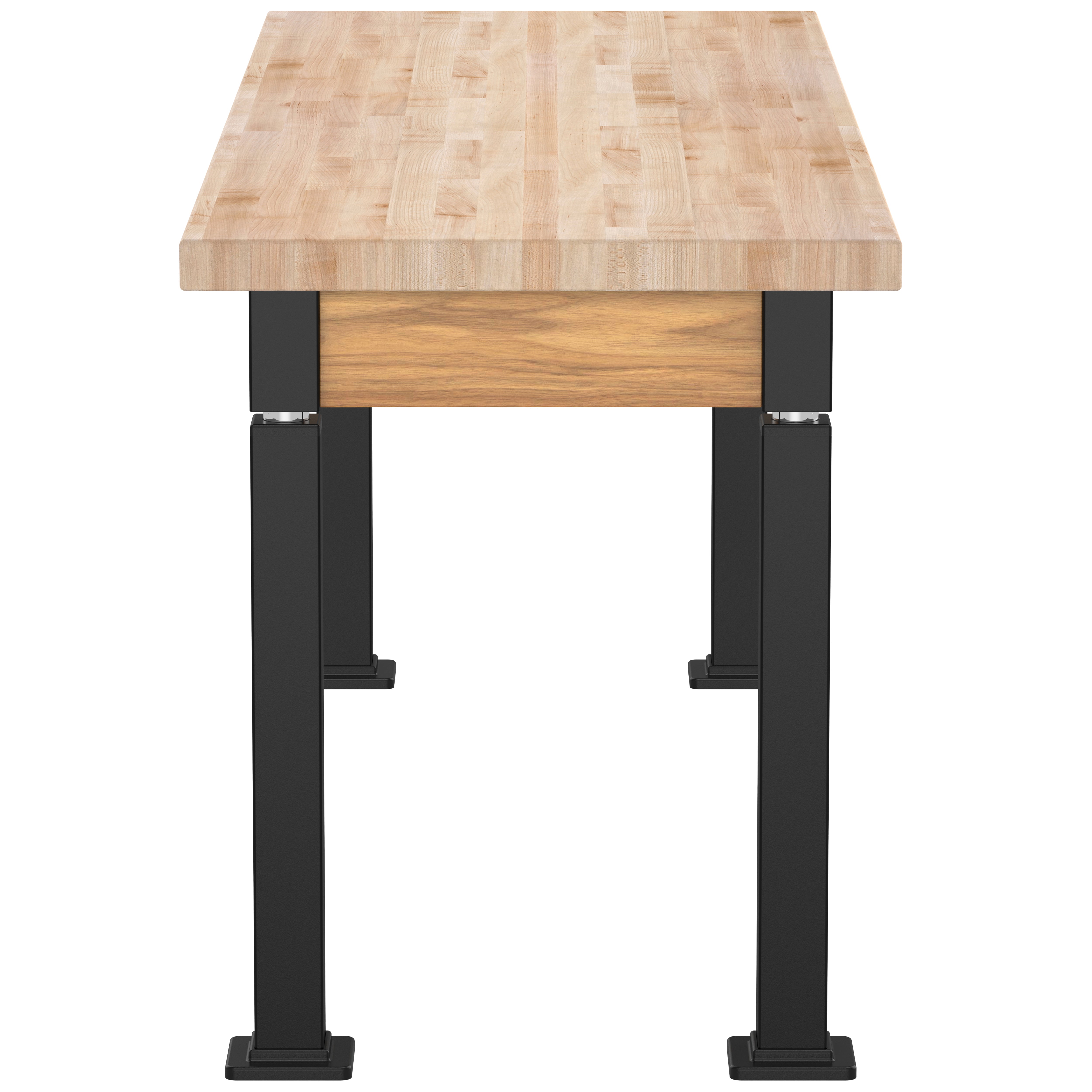 NPS® Aero-Lift Table, Wood Frame, 24" x 72", Butcherblock Top, Surface Color: Maple, Frame Color: Black (Optional Book Compartment Add On)