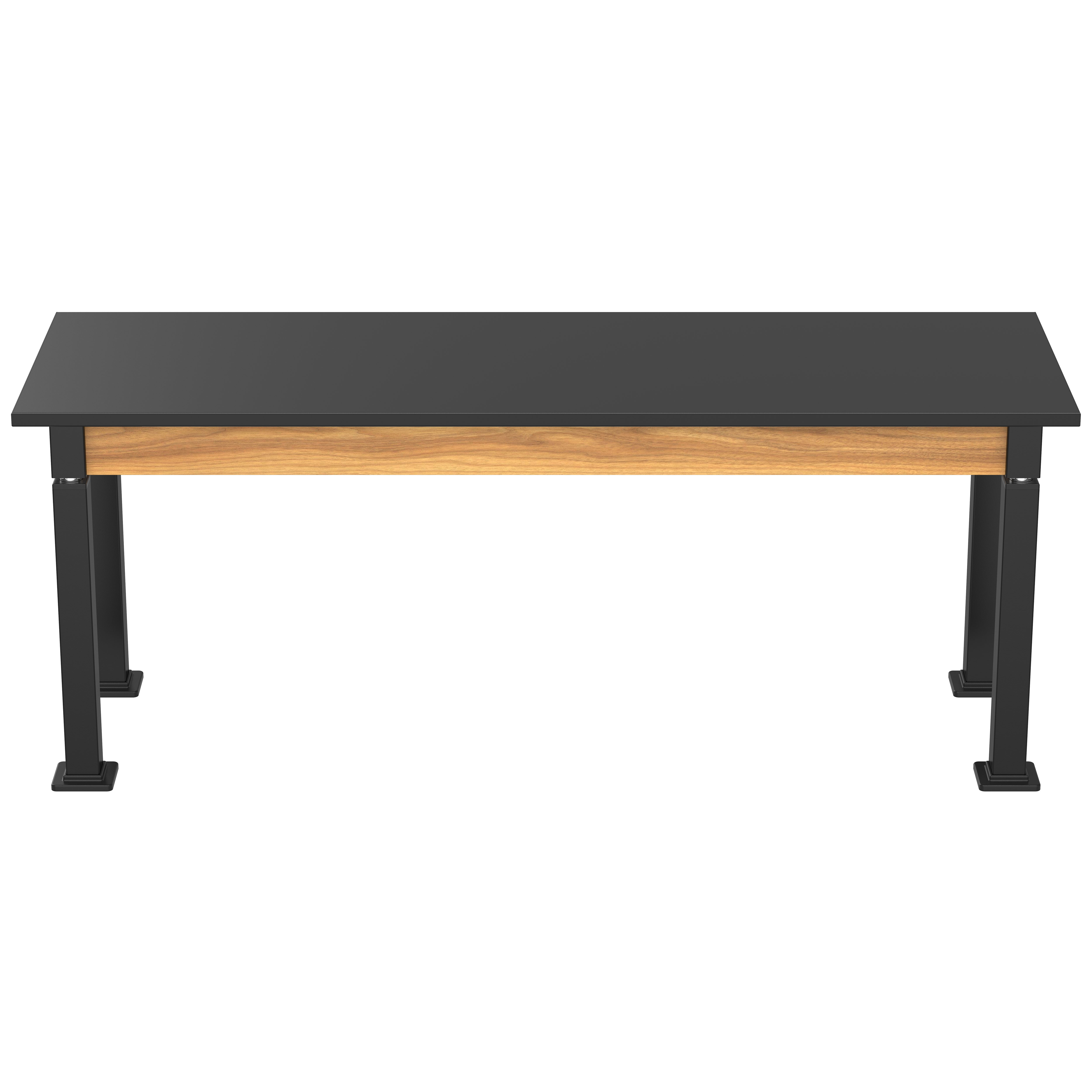 NPS® Aero-Lift Table, Wood Frame, 24" x 72", Chemical Resistant Top, Surface Color: Black, Frame Color: Black (Optional Book Compartment Add On)