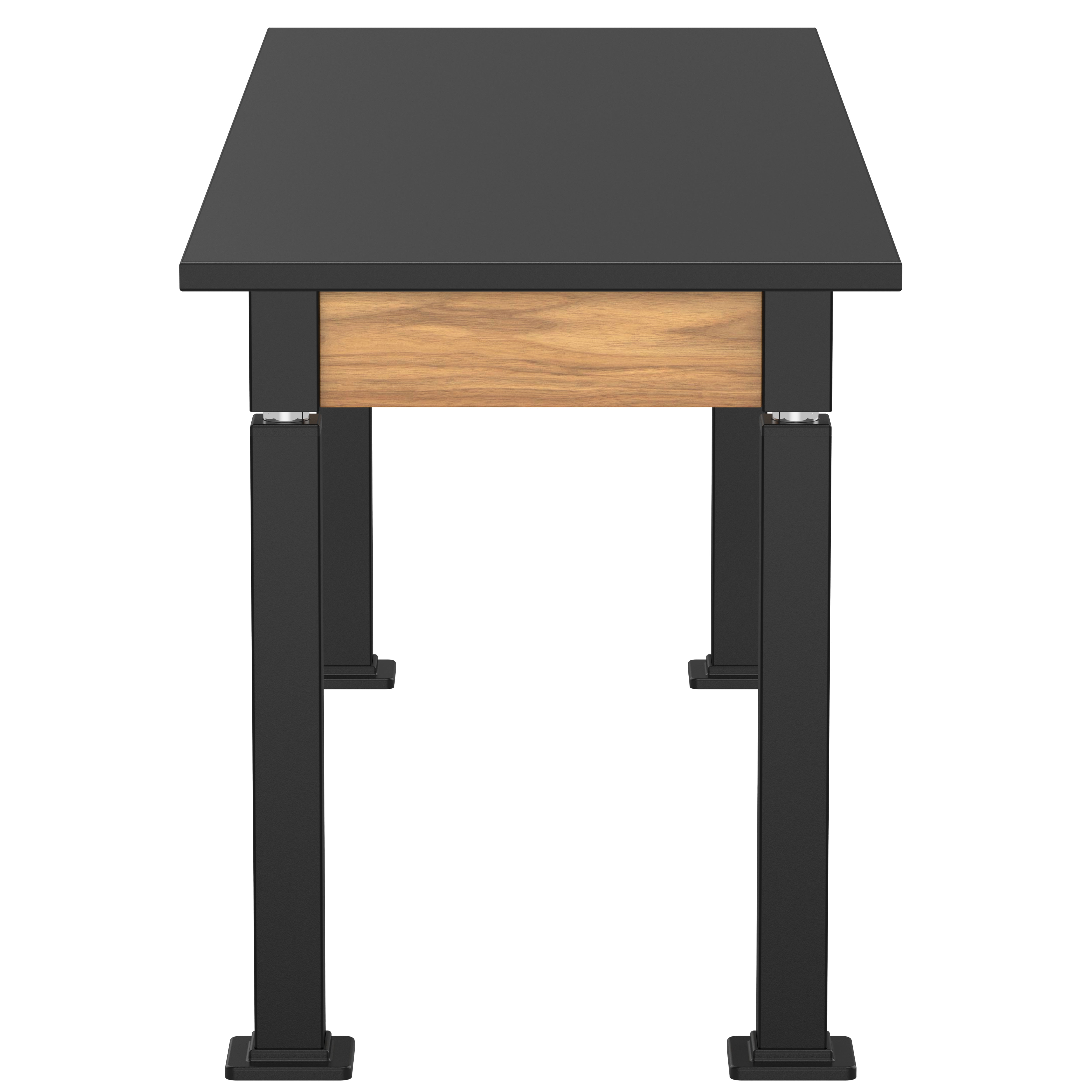 NPS® Aero-Lift Table, Wood Frame, 24" x 72", Chemical Resistant Top, Surface Color: Black, Frame Color: Black (Optional Book Compartment Add On)