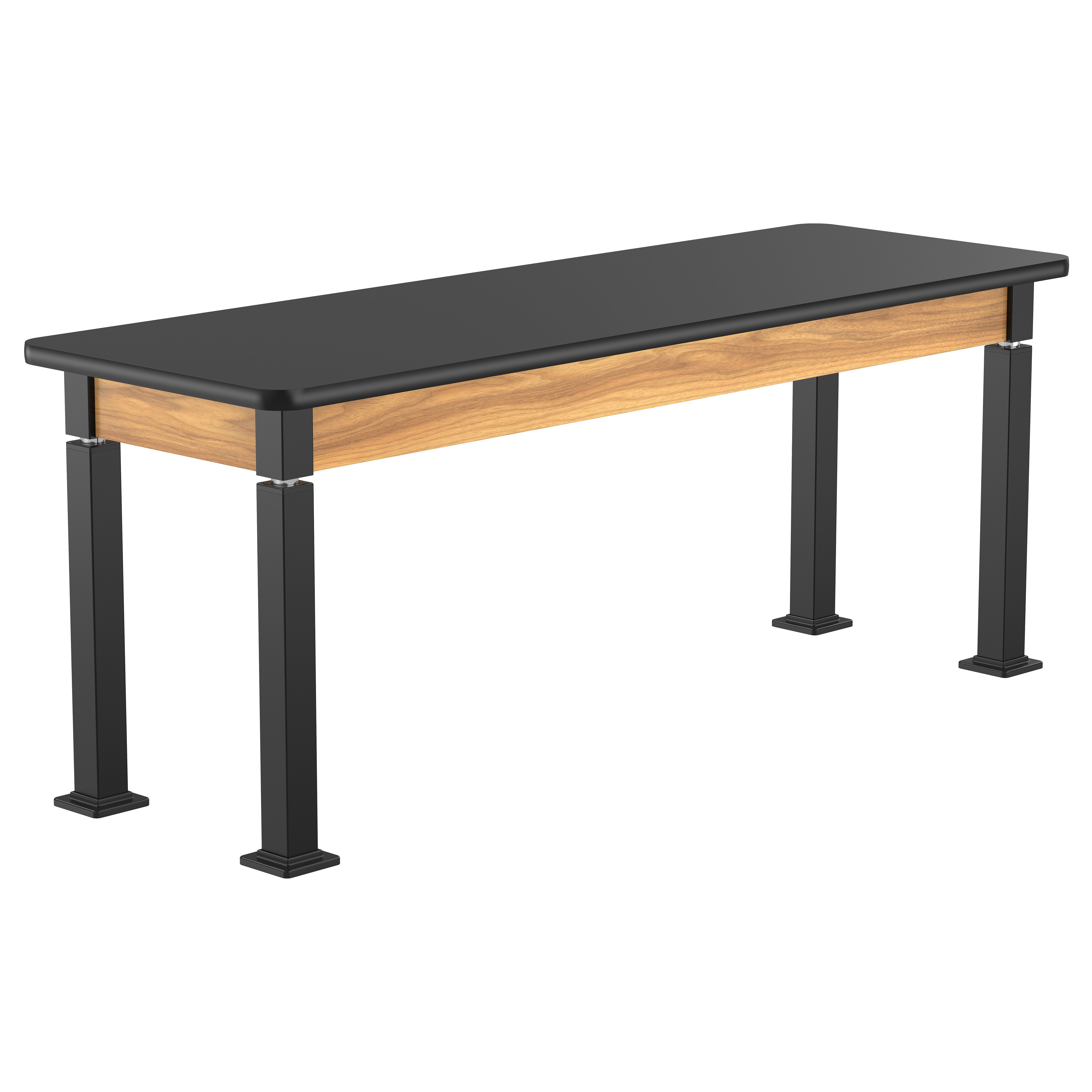 NPS® Aero-Lift Table, Wood Frame, 24" x 72", Science HPL Top, Surface Color: Black, Frame Color: Black (Optional Book Compartment Add On)