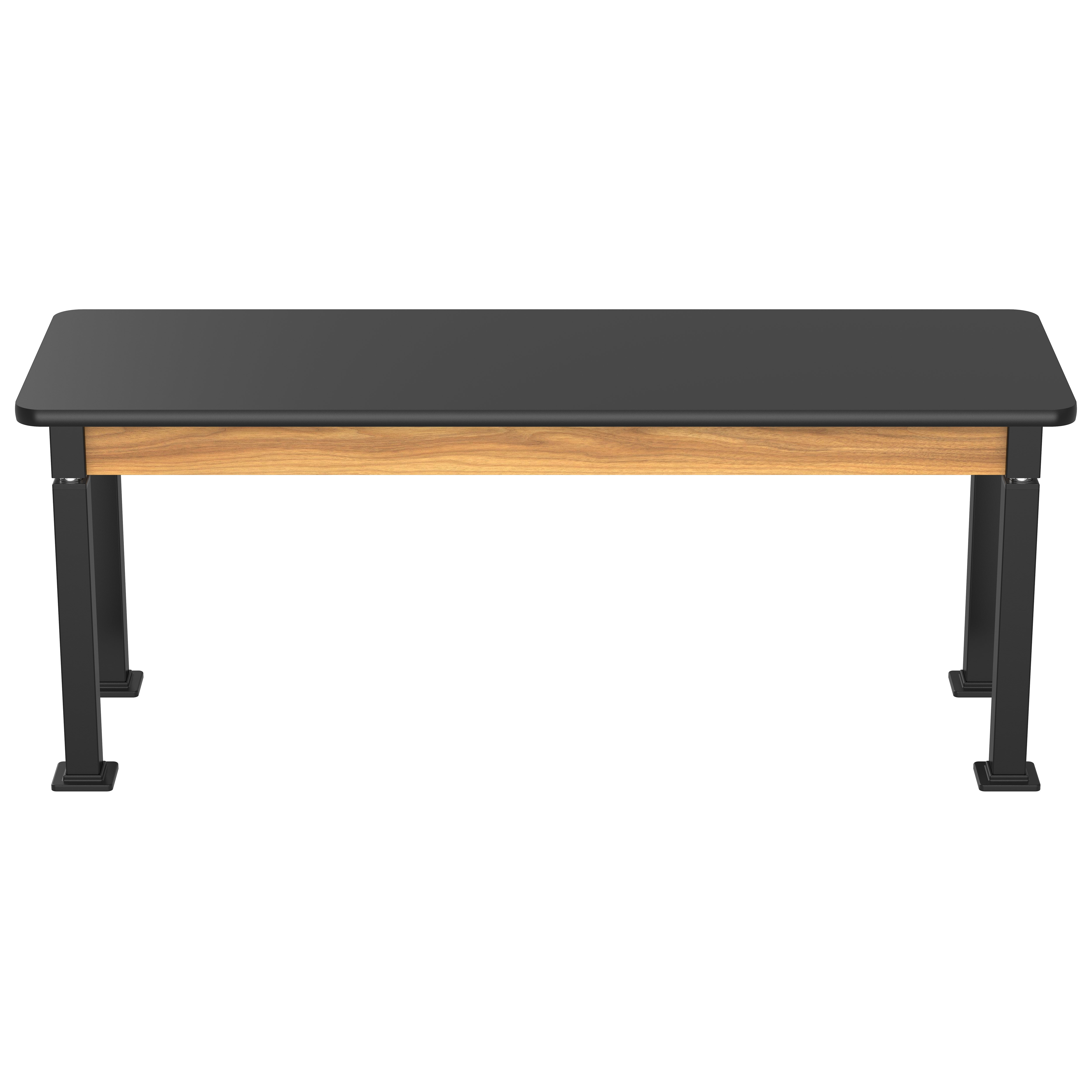 NPS® Aero-Lift Table, Wood Frame, 24" x 72", Science HPL Top, Surface Color: Black, Frame Color: Black (Optional Book Compartment Add On)