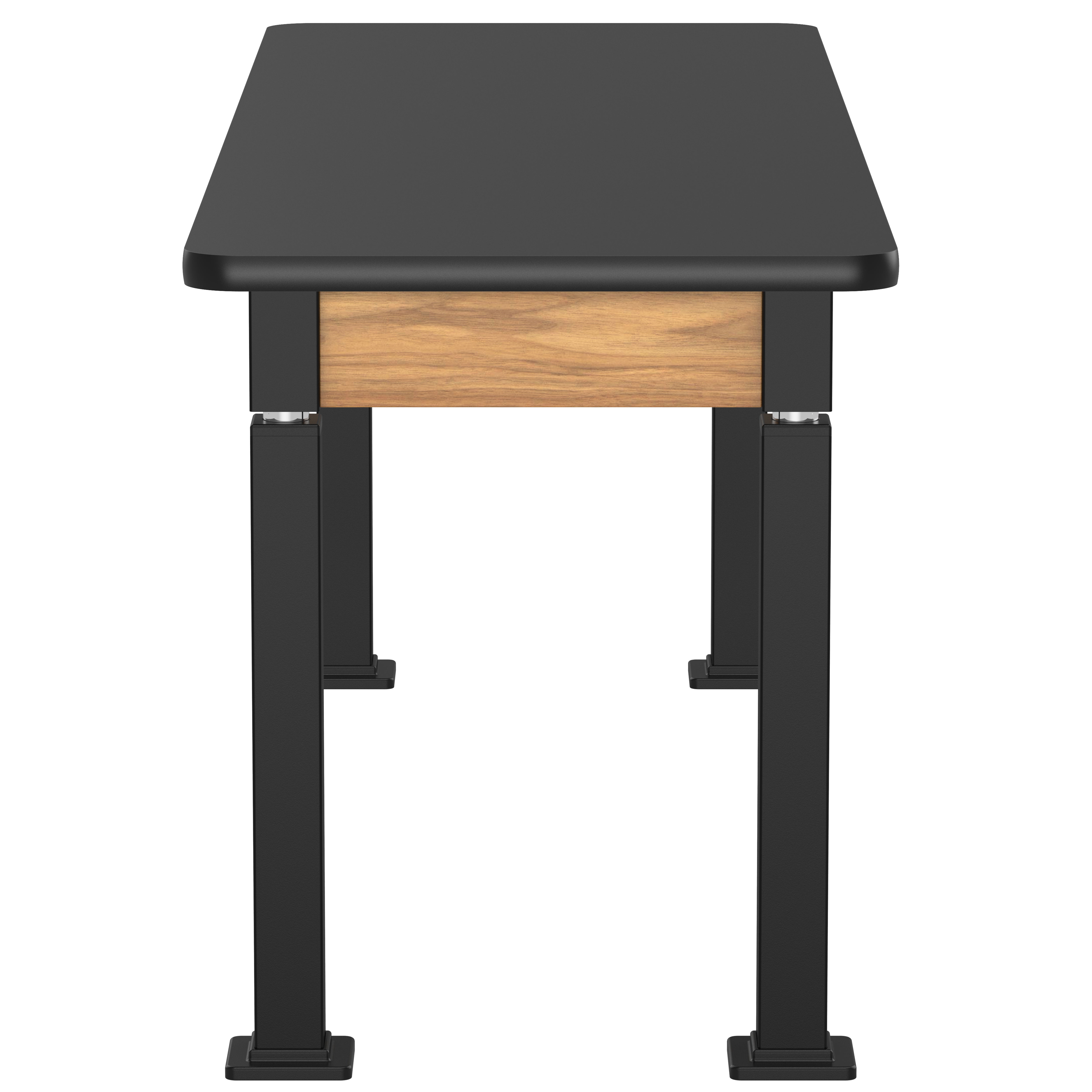 NPS® Aero-Lift Table, Wood Frame, 24" x 72", Science HPL Top, Surface Color: Black, Frame Color: Black (Optional Book Compartment Add On)