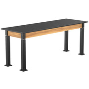 NPS® Aero-Lift Table, Wood Frame, 24" x 72", Trespa Top, Surface Color: Black, Frame Color: Black (Optional Book Compartment Add On)