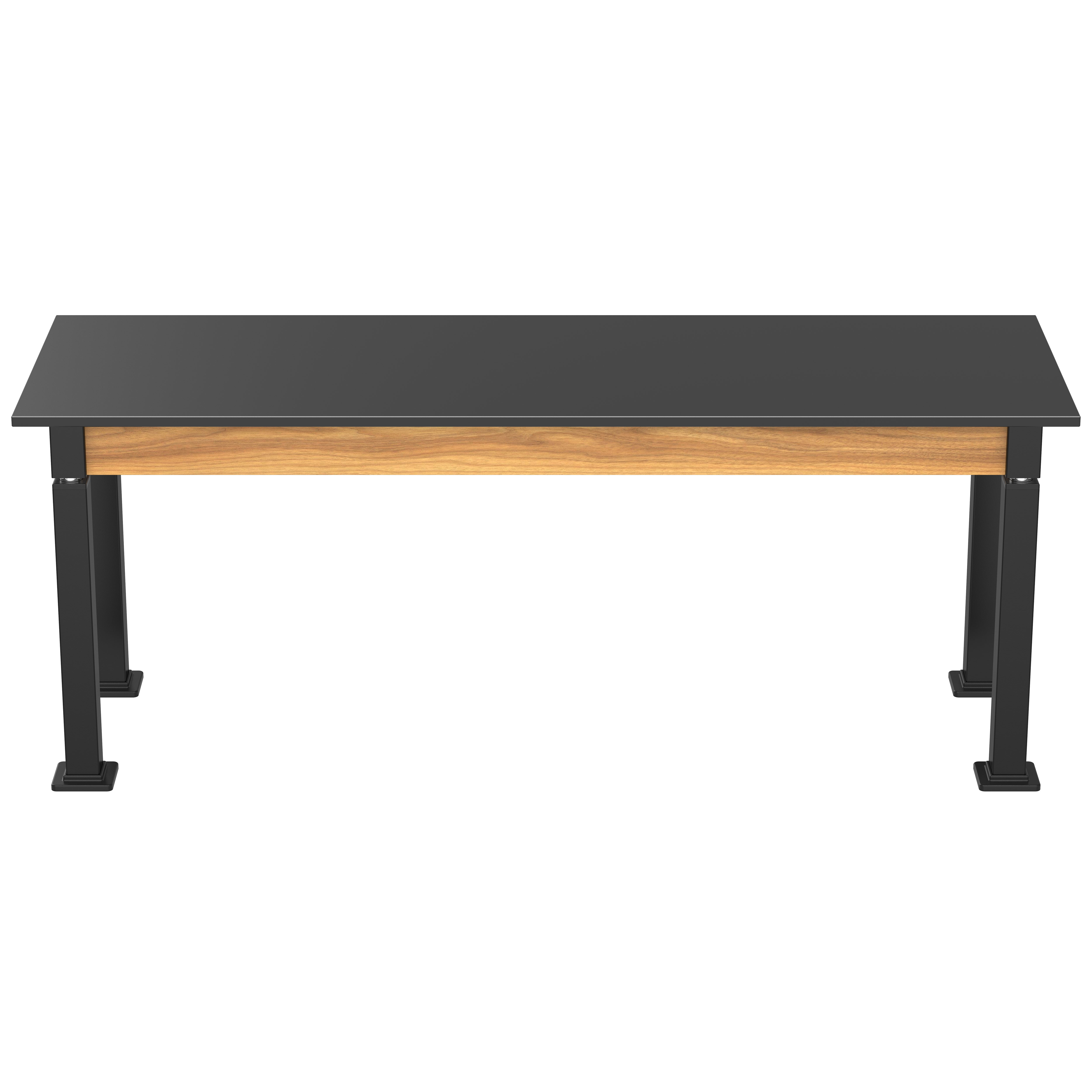NPS® Aero-Lift Table, Wood Frame, 24" x 72", Epoxy Top, Surface Color: Black, Frame Color: Black (Optional Book Compartment Add On)