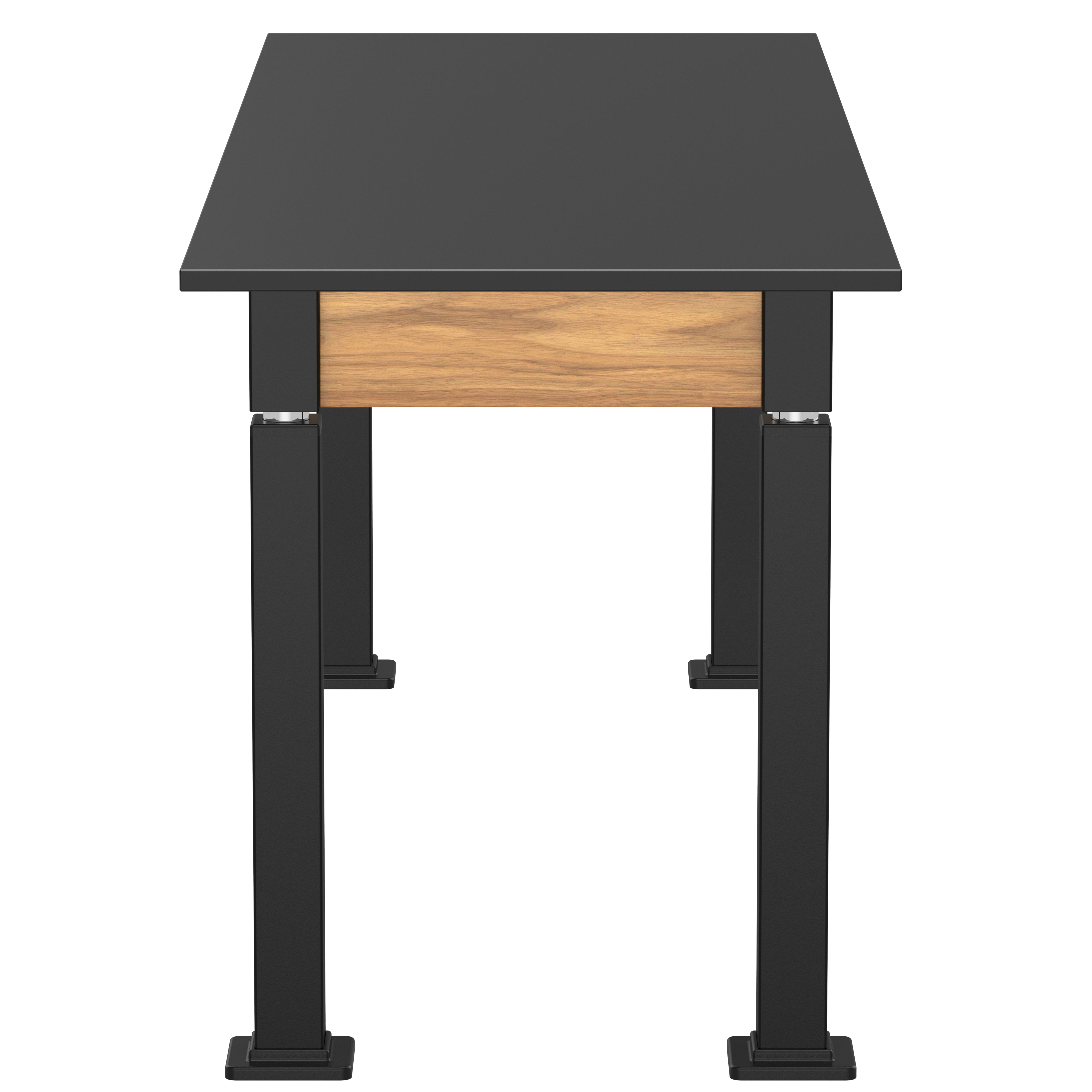 NPS® Aero-Lift Table, Wood Frame, 24" x 72", Phenolic Top, Surface Color: Black, Frame Color: Black (Optional Book Compartment Add On)