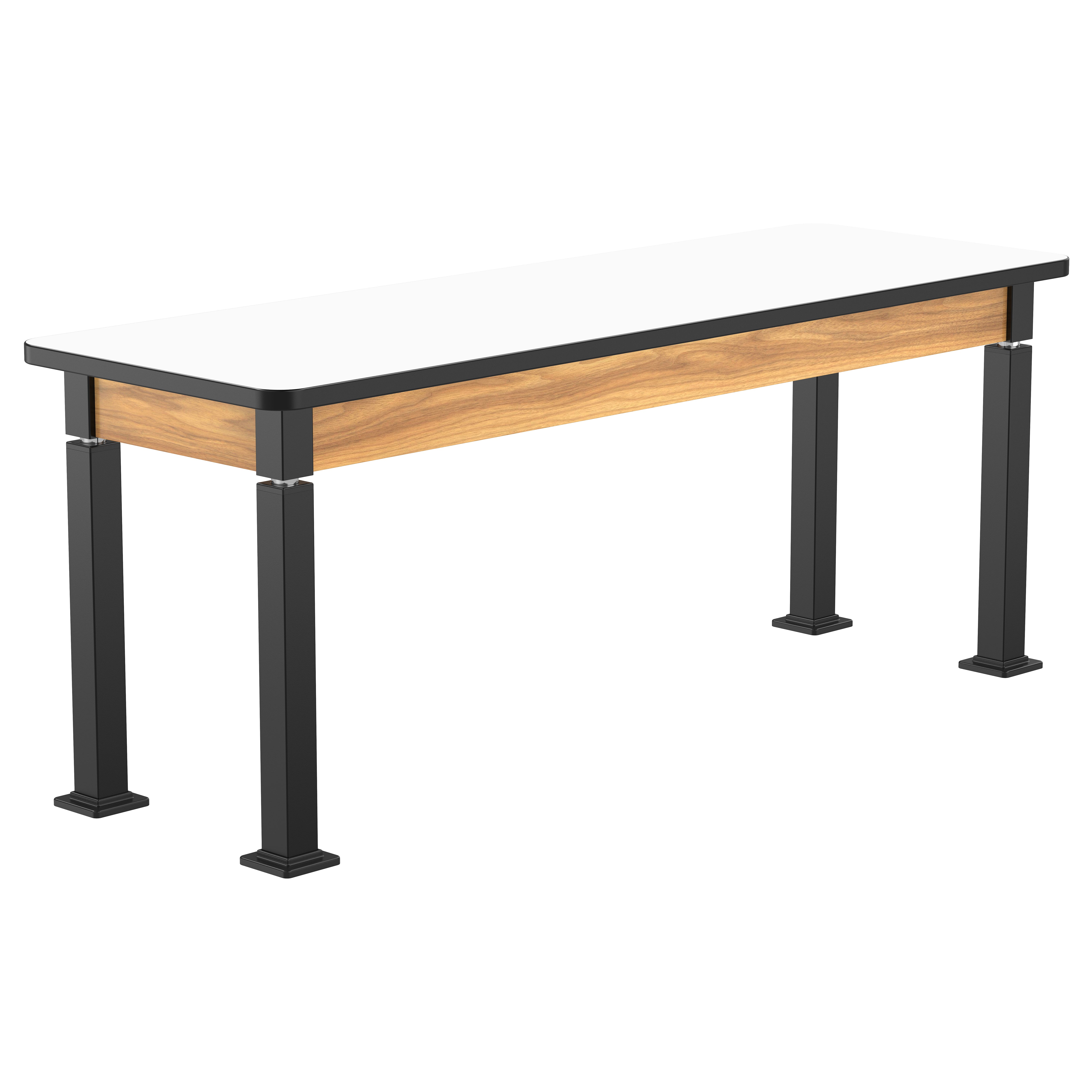 NPS® Aero-Lift Table, Wood Frame, 24" x 72", Whiteboard Top, Surface Color: White, Frame Color: Black (Optional Book Compartment Add On)