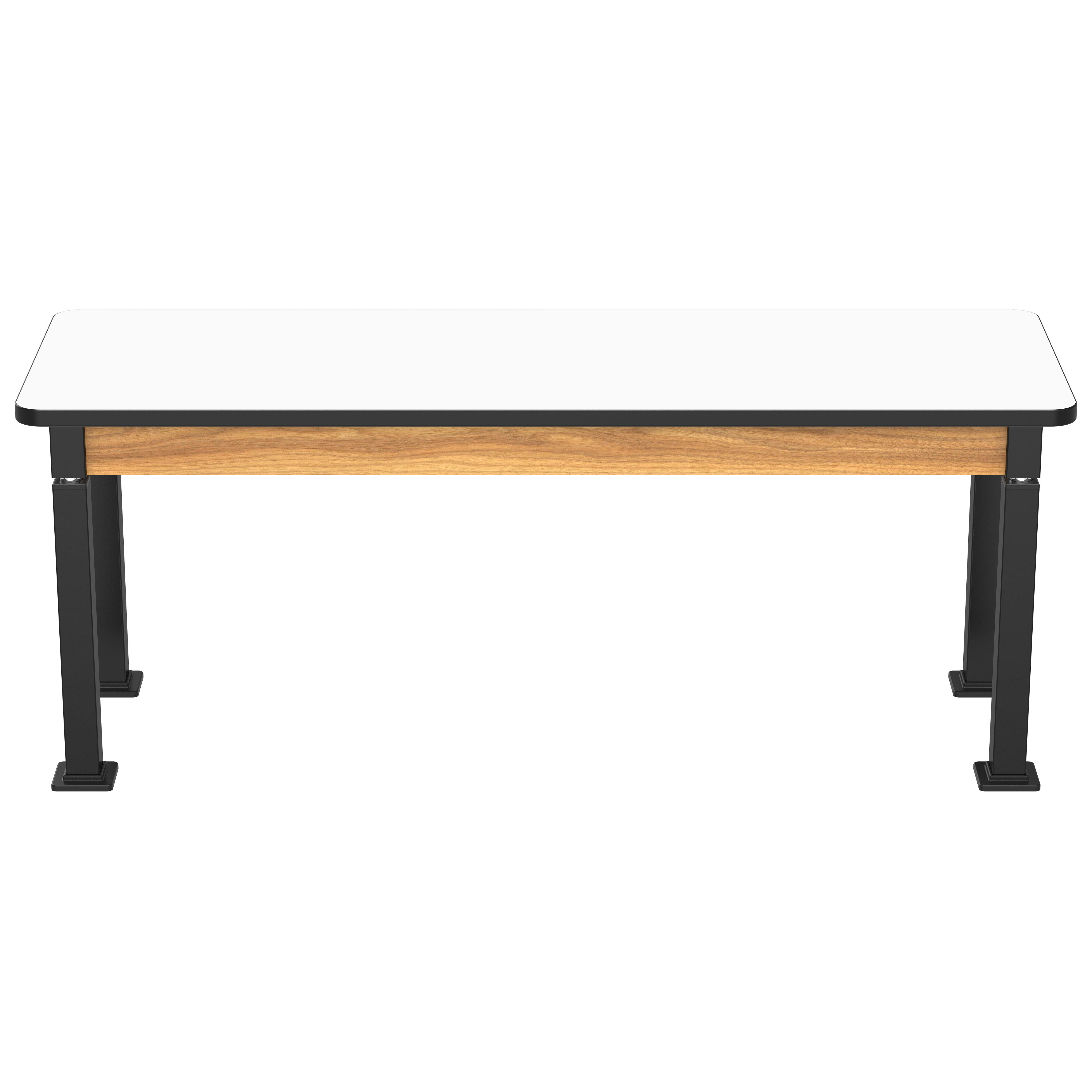 NPS® Aero-Lift Table, Wood Frame, 24" x 72", Whiteboard Top, Surface Color: White, Frame Color: Black (Optional Book Compartment Add On)