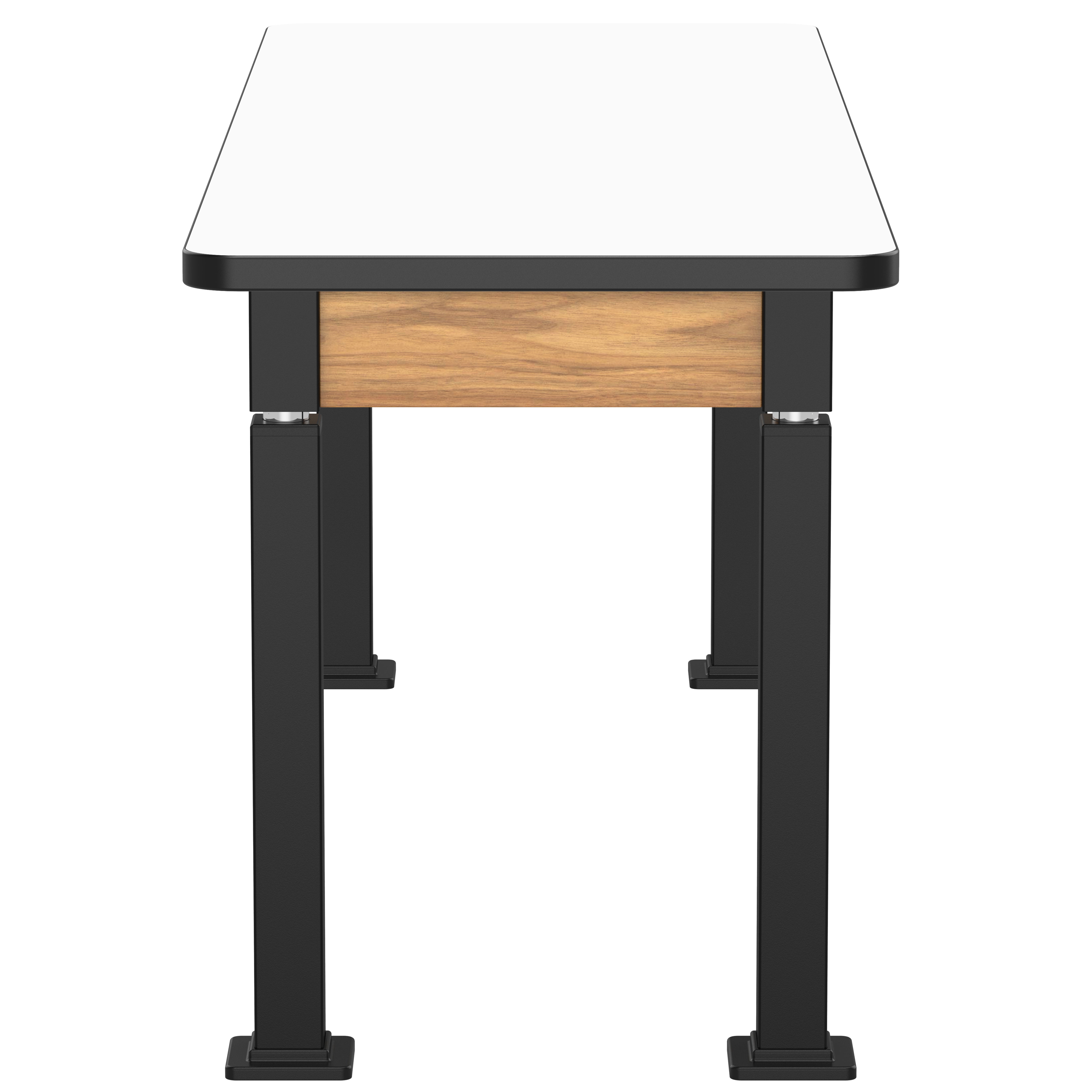 NPS® Aero-Lift Table, Wood Frame, 24" x 72", Whiteboard Top, Surface Color: White, Frame Color: Black (Optional Book Compartment Add On)