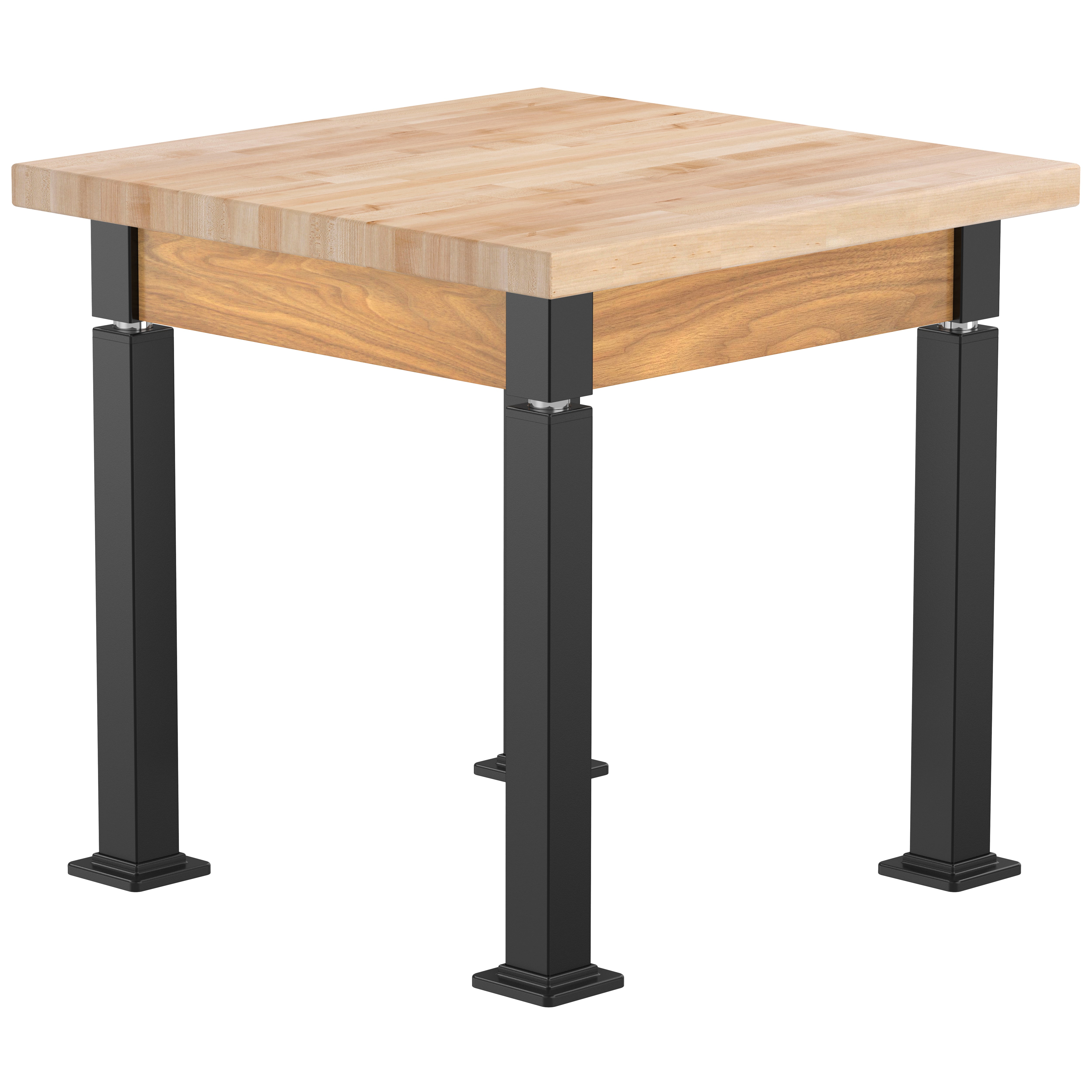 NPS® Aero-Lift Table, Wood Frame, 30" x 30", Butcherblock Top, Surface Color: Maple, Frame Color: Black (Optional Book Compartment Add On)