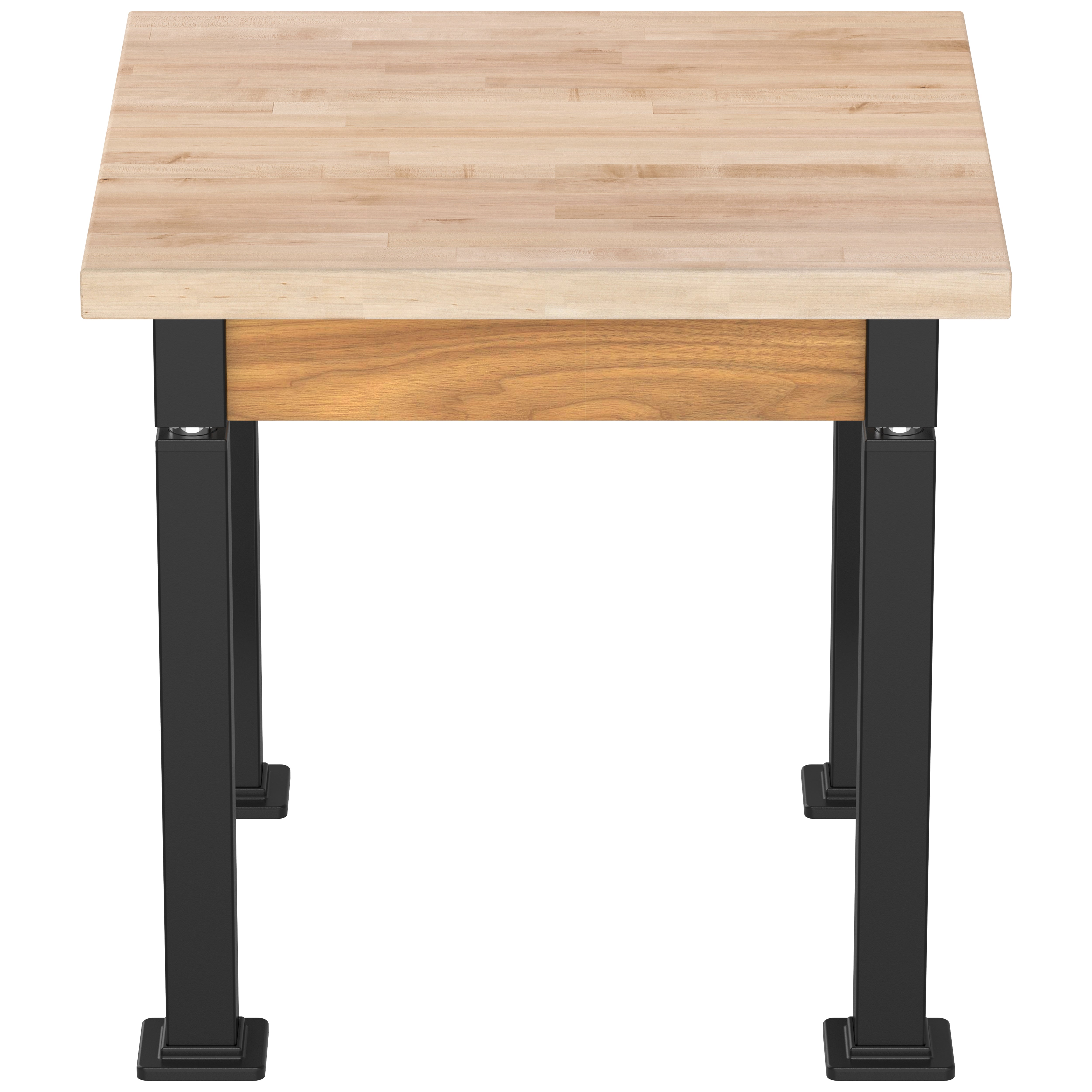 NPS® Aero-Lift Table, Wood Frame, 30" x 30", Butcherblock Top, Surface Color: Maple, Frame Color: Black (Optional Book Compartment Add On)