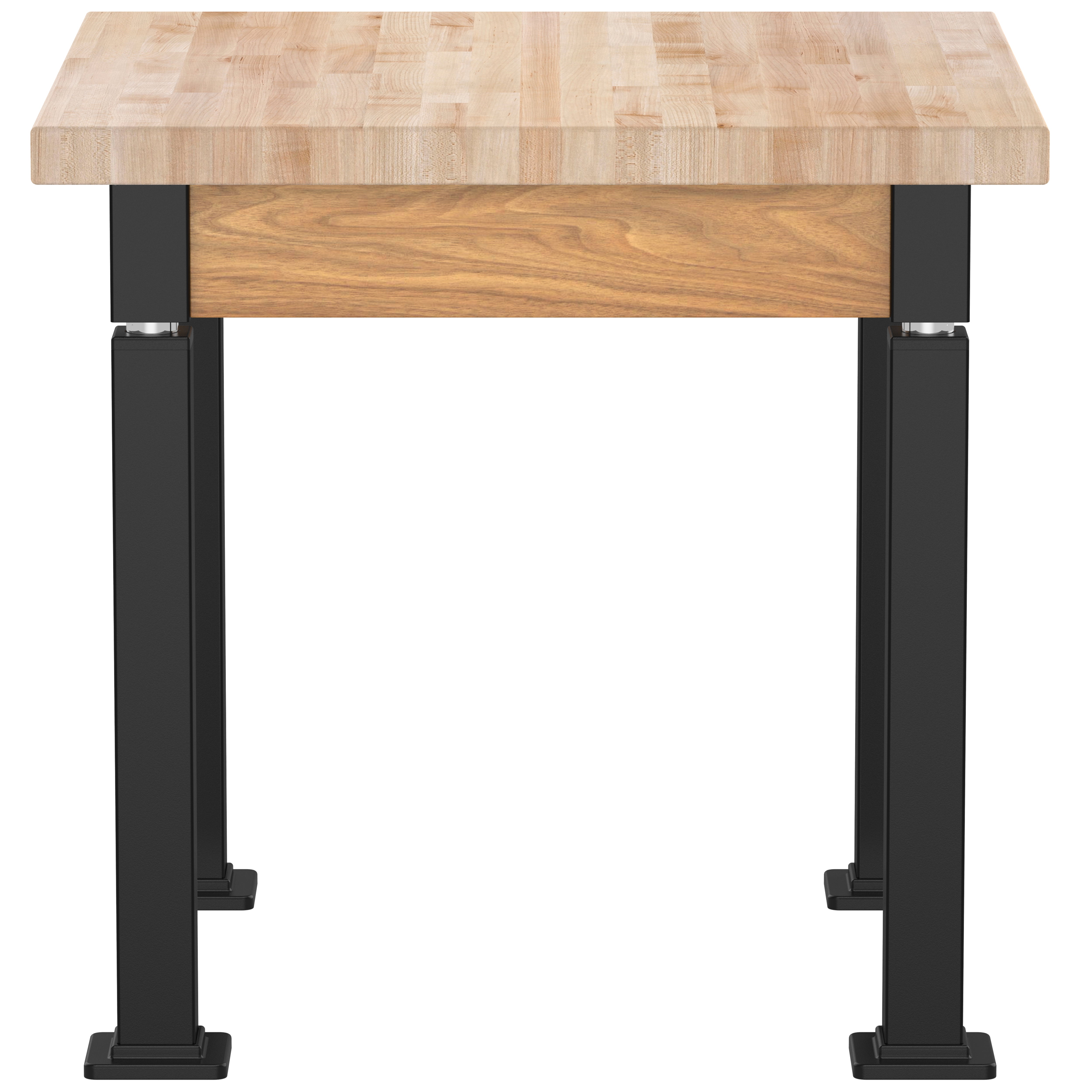 NPS® Aero-Lift Table, Wood Frame, 30" x 30", Butcherblock Top, Surface Color: Maple, Frame Color: Black (Optional Book Compartment Add On)