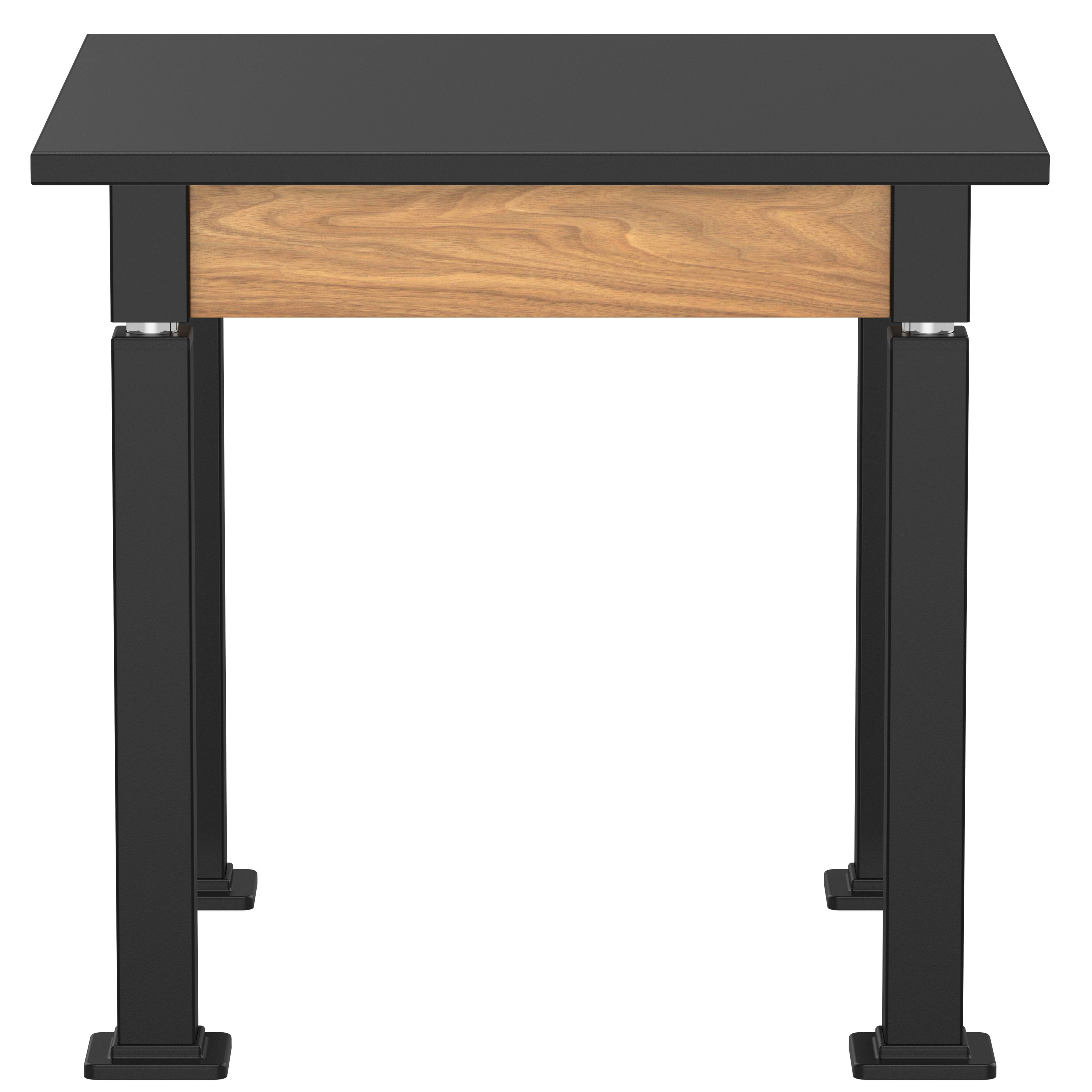 NPS® Aero-Lift Table, Wood Frame, 30" x 30", Chemical Resistant Top, Surface Color: Black, Frame Color: Black (Optional Book Compartment Add On)