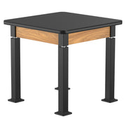 NPS® Aero-Lift Table, Wood Frame, 30" x 30", Science HPL Top, Surface Color: Black, Frame Color: Black (Optional Book Compartment Add On)