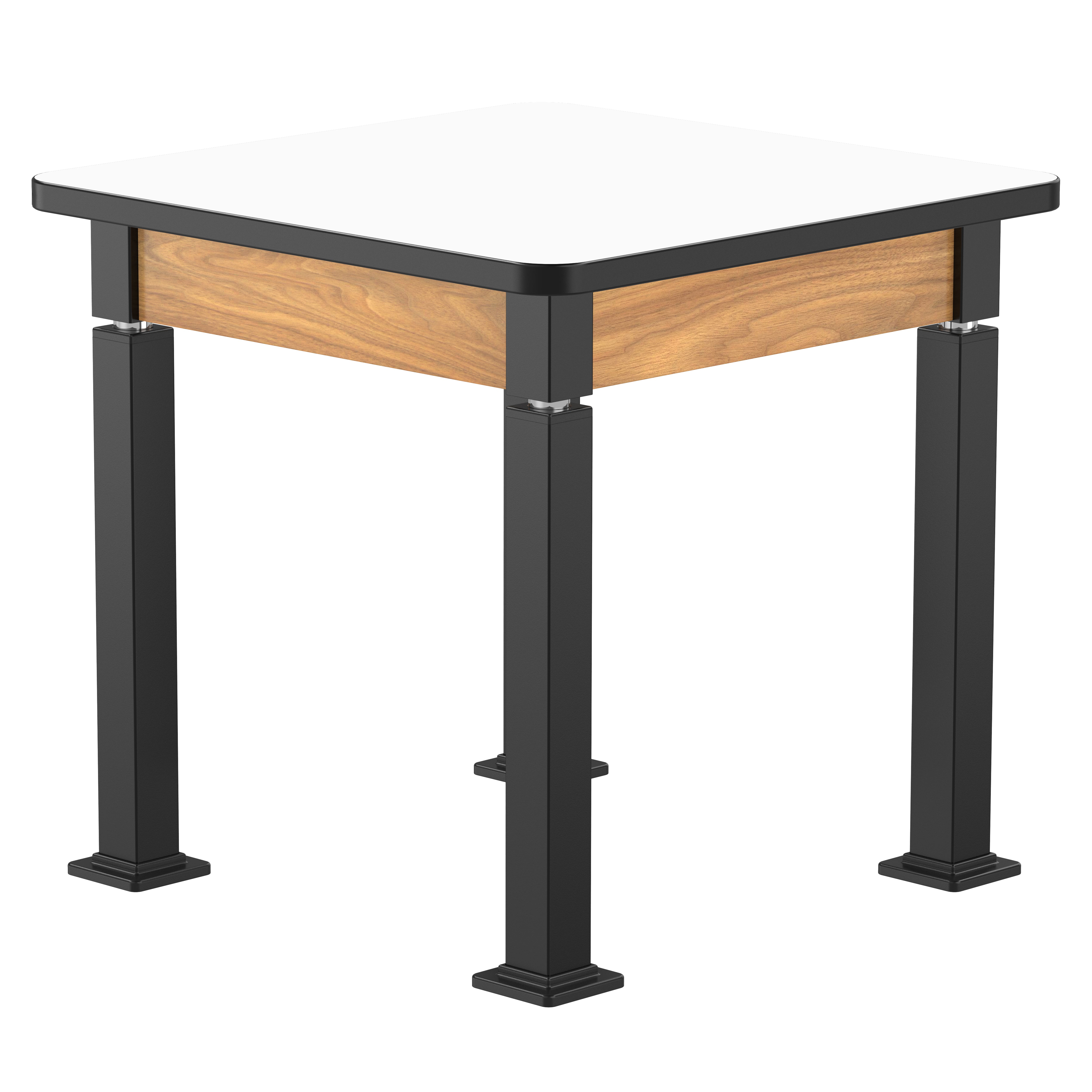 NPS® Aero-Lift Table, Wood Frame, 30" x 30", Whiteboard Top, Surface Color: White, Frame Color: Black (Optional Book Compartment Add On)