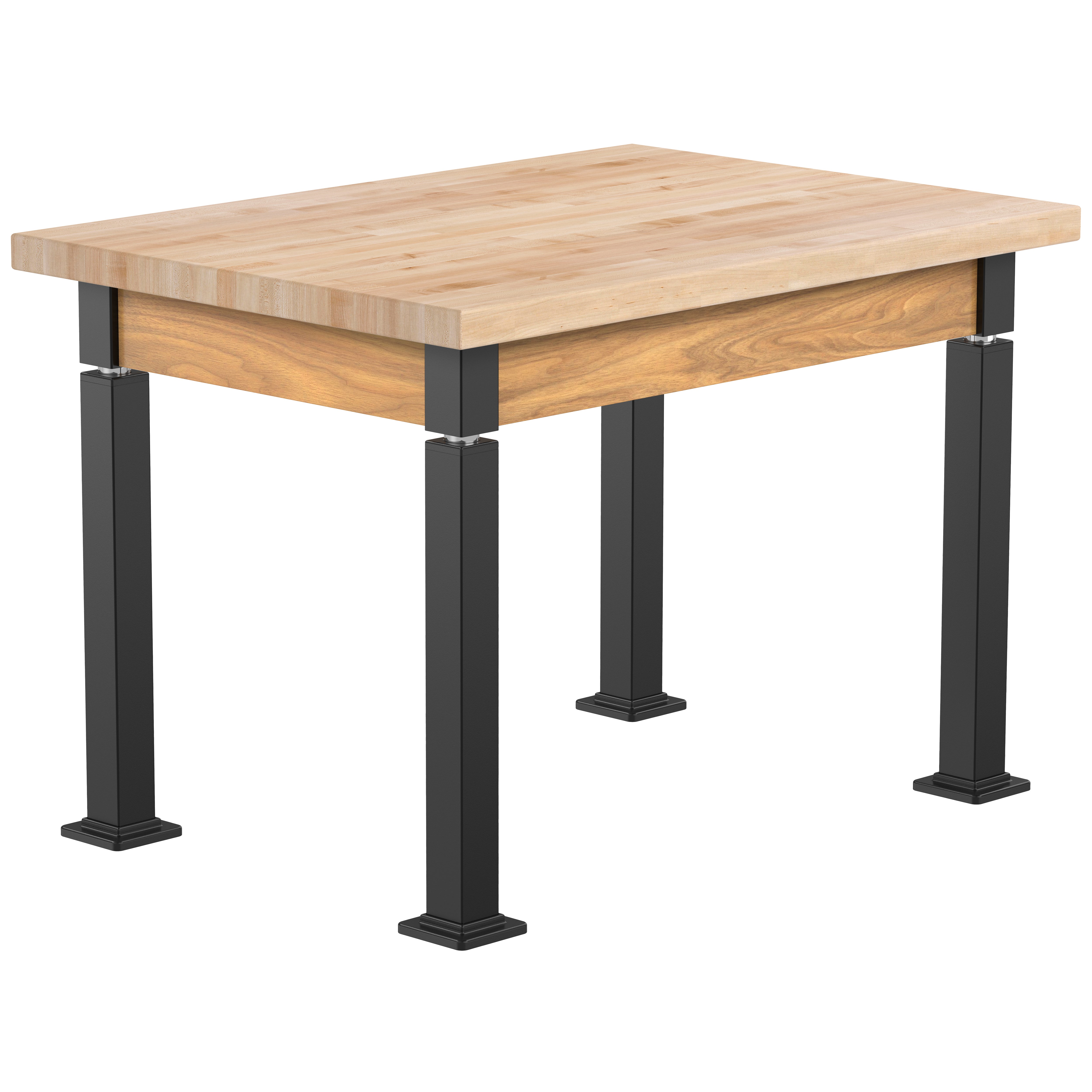 NPS® Aero-Lift Table, Wood Frame, 30" x 42", Butcherblock Top, Surface Color: Maple, Frame Color: Black (Optional Book Compartment Add On)