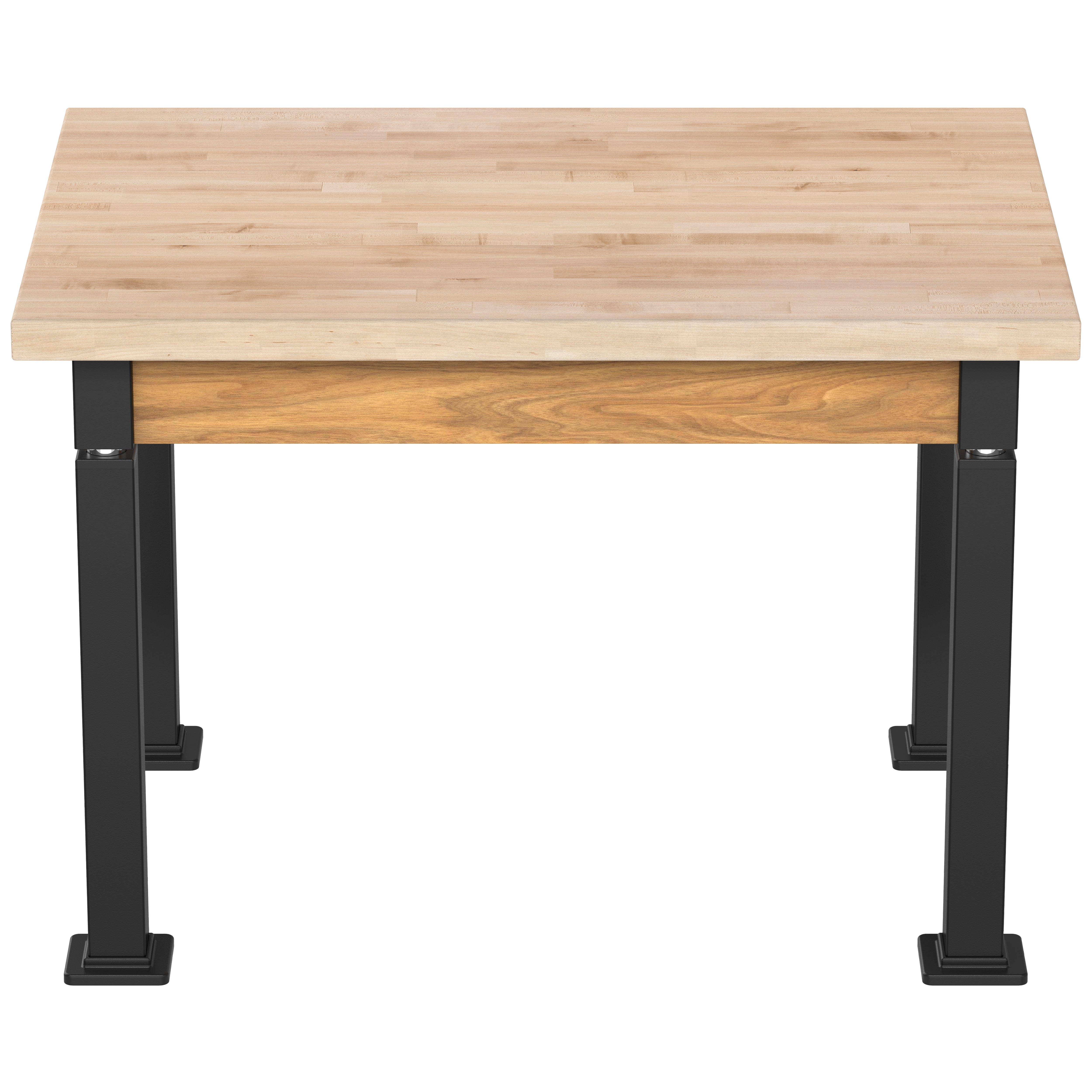 NPS® Aero-Lift Table, Wood Frame, 30" x 42", Butcherblock Top, Surface Color: Maple, Frame Color: Black (Optional Book Compartment Add On)