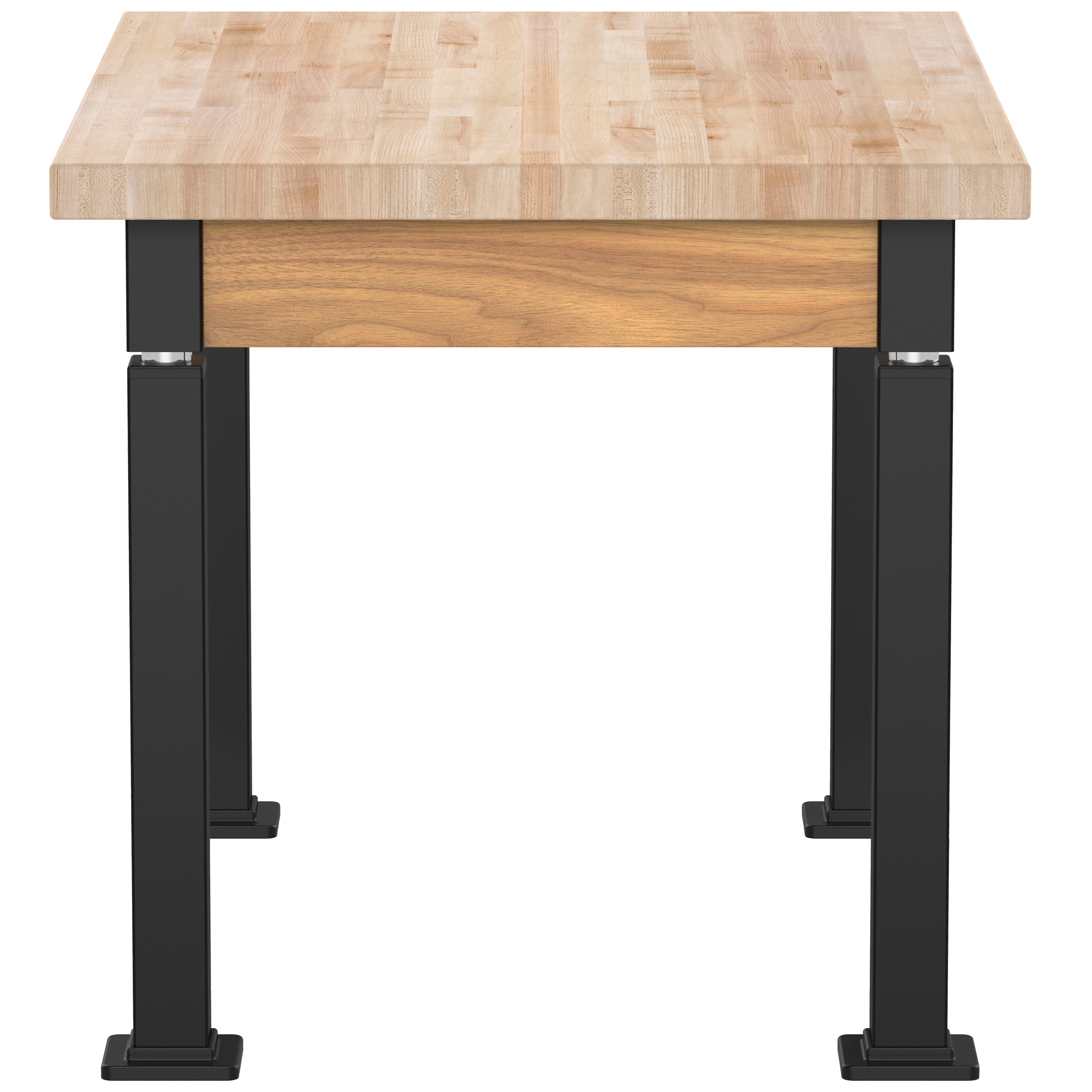 NPS® Aero-Lift Table, Wood Frame, 30" x 42", Butcherblock Top, Surface Color: Maple, Frame Color: Black (Optional Book Compartment Add On)