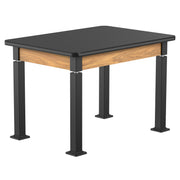NPS® Aero-Lift Table, Wood Frame, 30" x 42", Science HPL Top, Surface Color: Black, Frame Color: Black (Optional Book Compartment Add On)