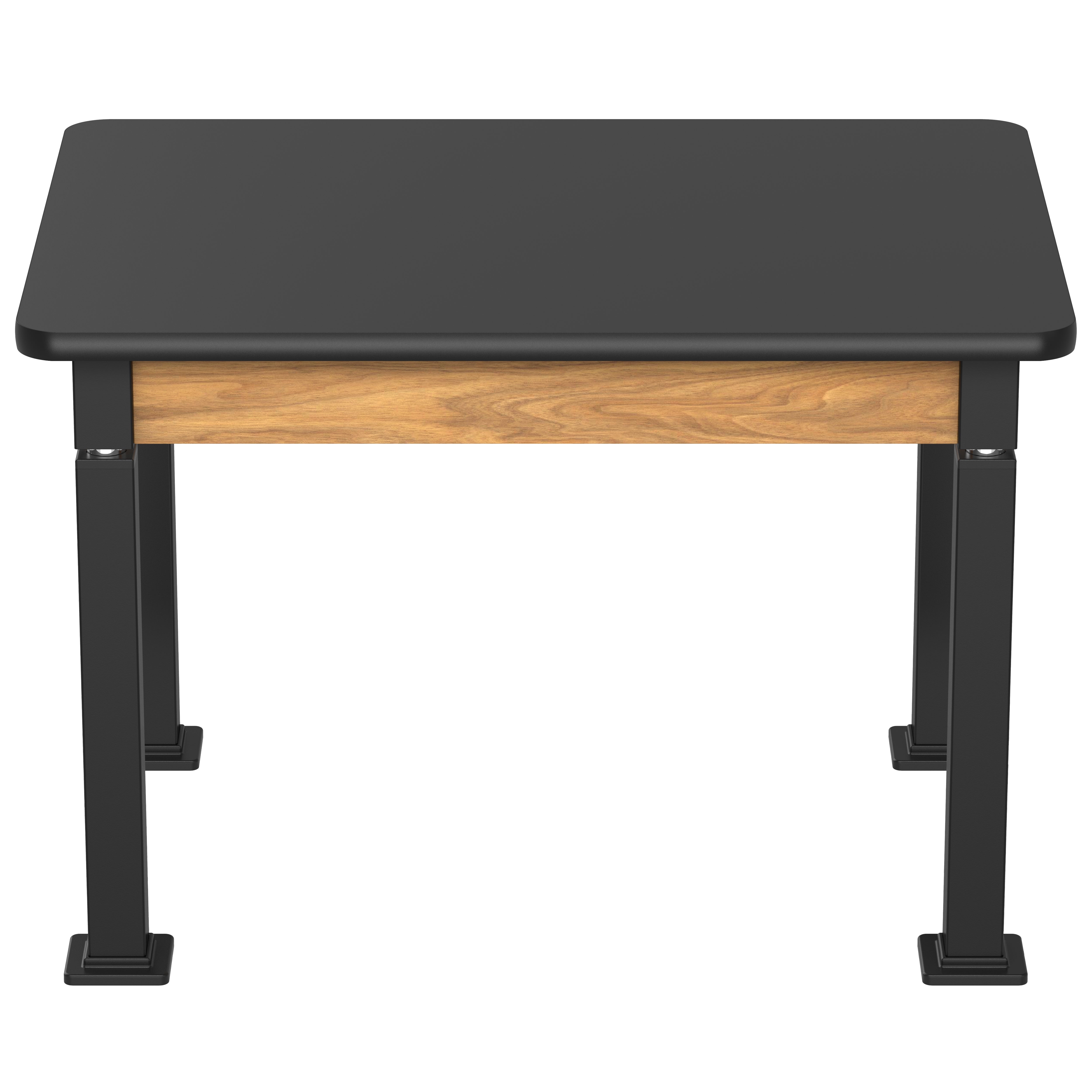 NPS® Aero-Lift Table, Wood Frame, 30" x 42", Science HPL Top, Surface Color: Black, Frame Color: Black (Optional Book Compartment Add On)