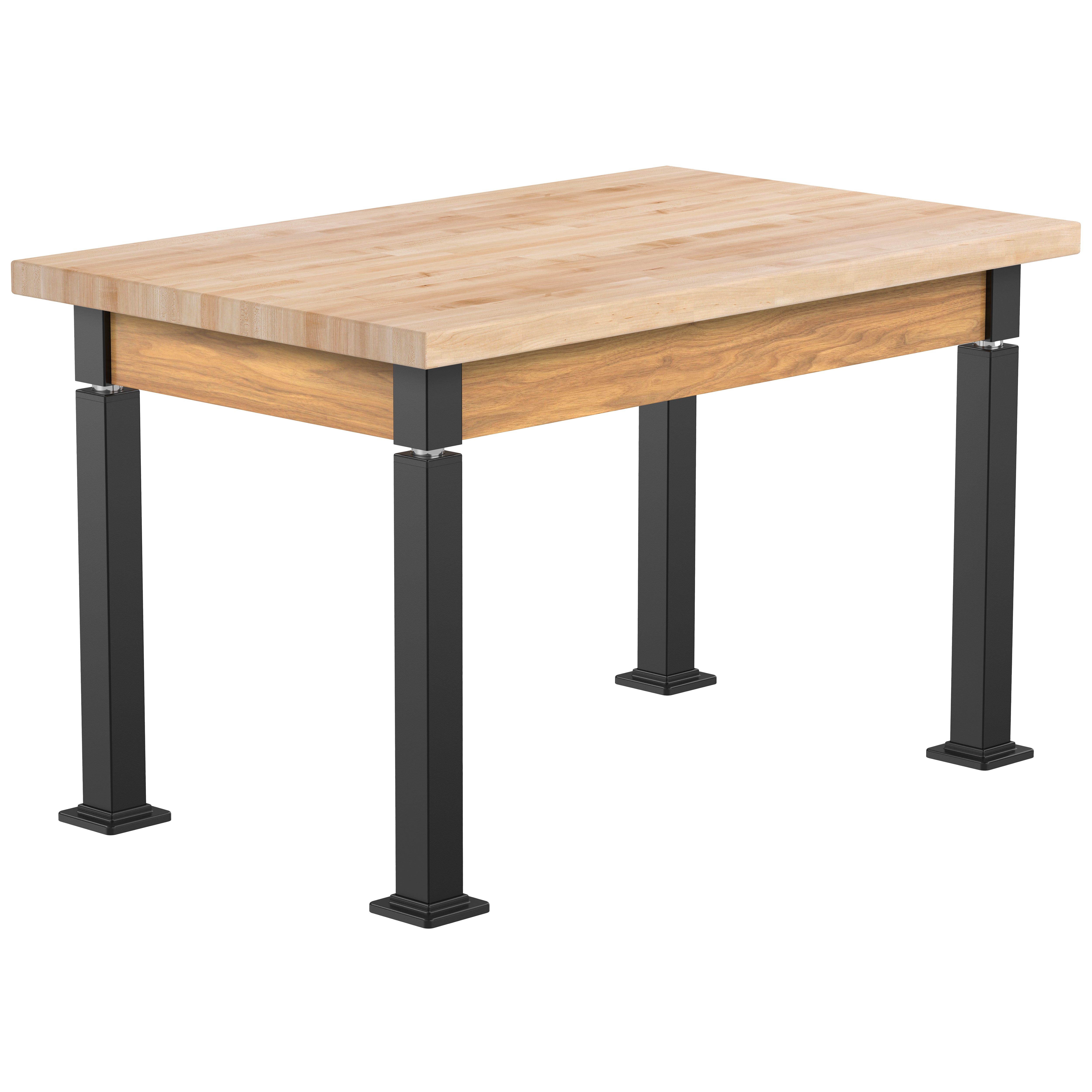NPS® Aero-Lift Table, Wood Frame, 30" x 48", Butcherblock Top, Surface Color: Maple, Frame Color: Black (Optional Book Compartment Add On)
