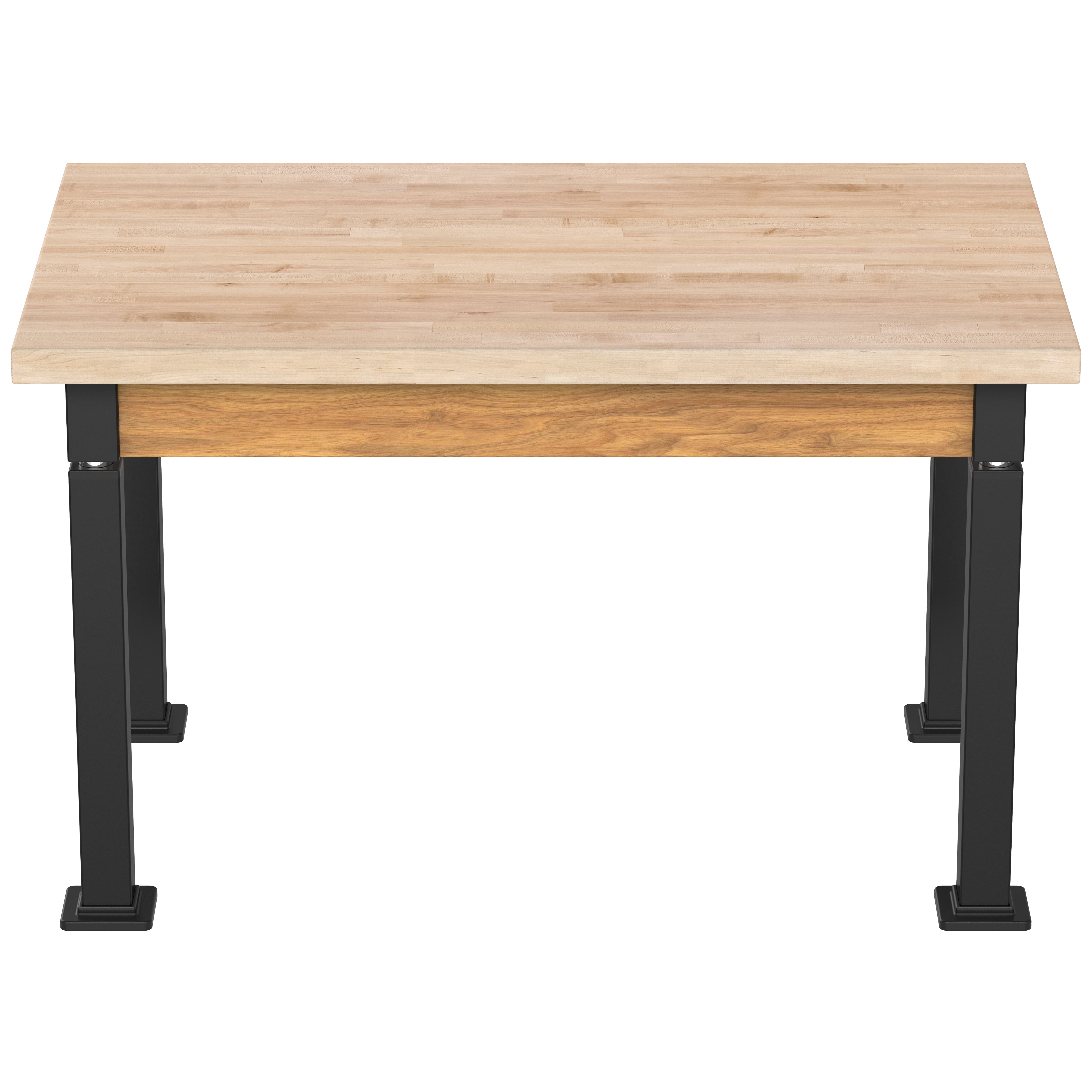 NPS® Aero-Lift Table, Wood Frame, 30" x 48", Butcherblock Top, Surface Color: Maple, Frame Color: Black (Optional Book Compartment Add On)