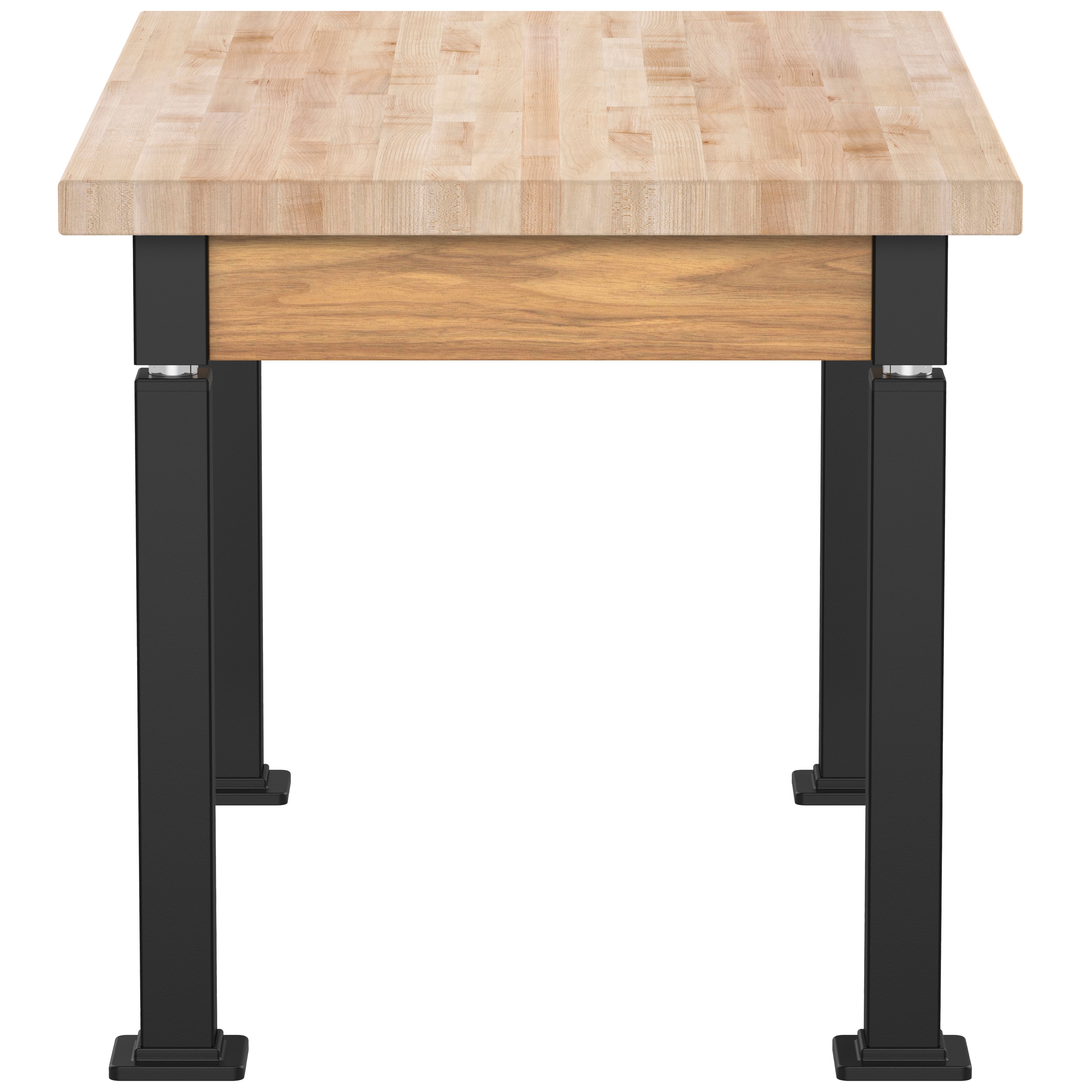NPS® Aero-Lift Table, Wood Frame, 30" x 48", Butcherblock Top, Surface Color: Maple, Frame Color: Black (Optional Book Compartment Add On)
