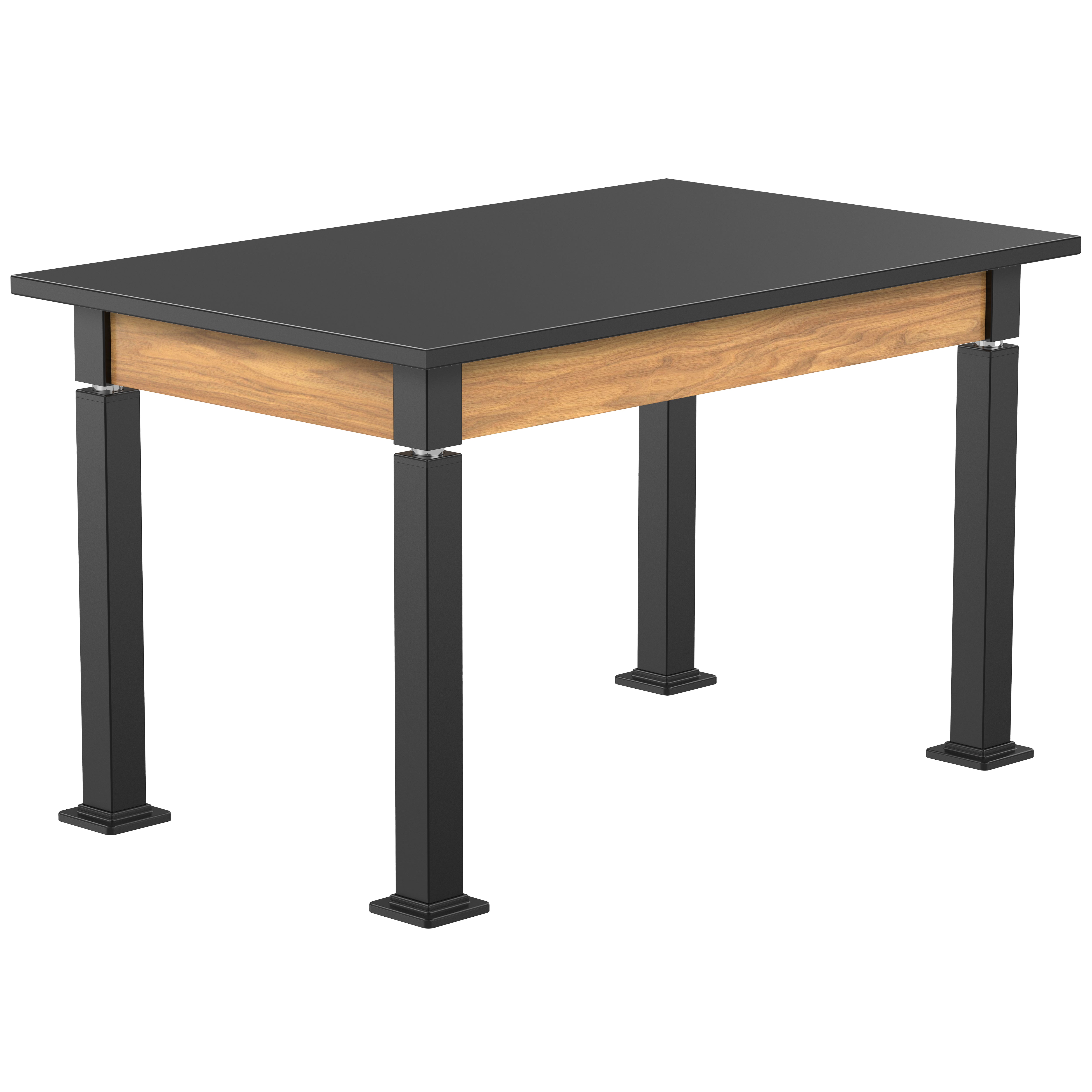 NPS® Aero-Lift Table, Wood Frame, 30" x 48", Chemical Resistant Top, Surface Color: Black, Frame Color: Black (Optional Book Compartment Add On)